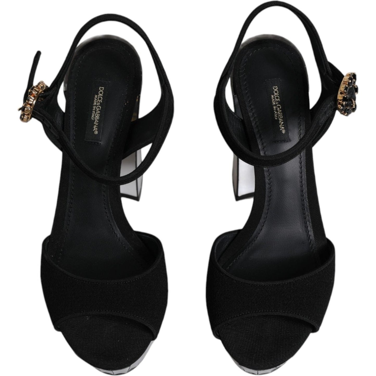 Dolce & Gabbana Black Mirror Heels Platform Sandals Shoes Dolce & Gabbana Black