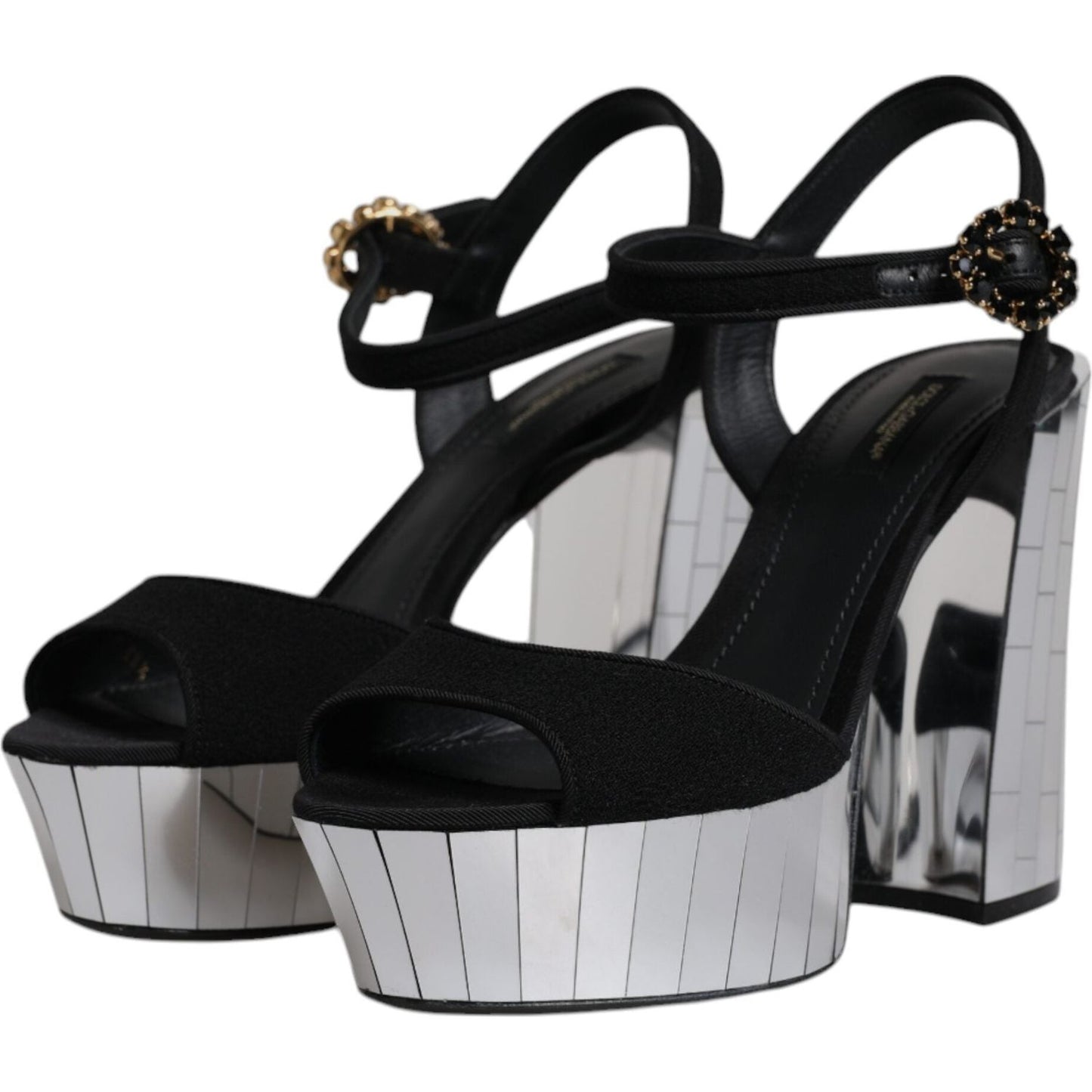 Dolce & Gabbana Black Mirror Heels Platform Sandals Shoes Dolce & Gabbana Black