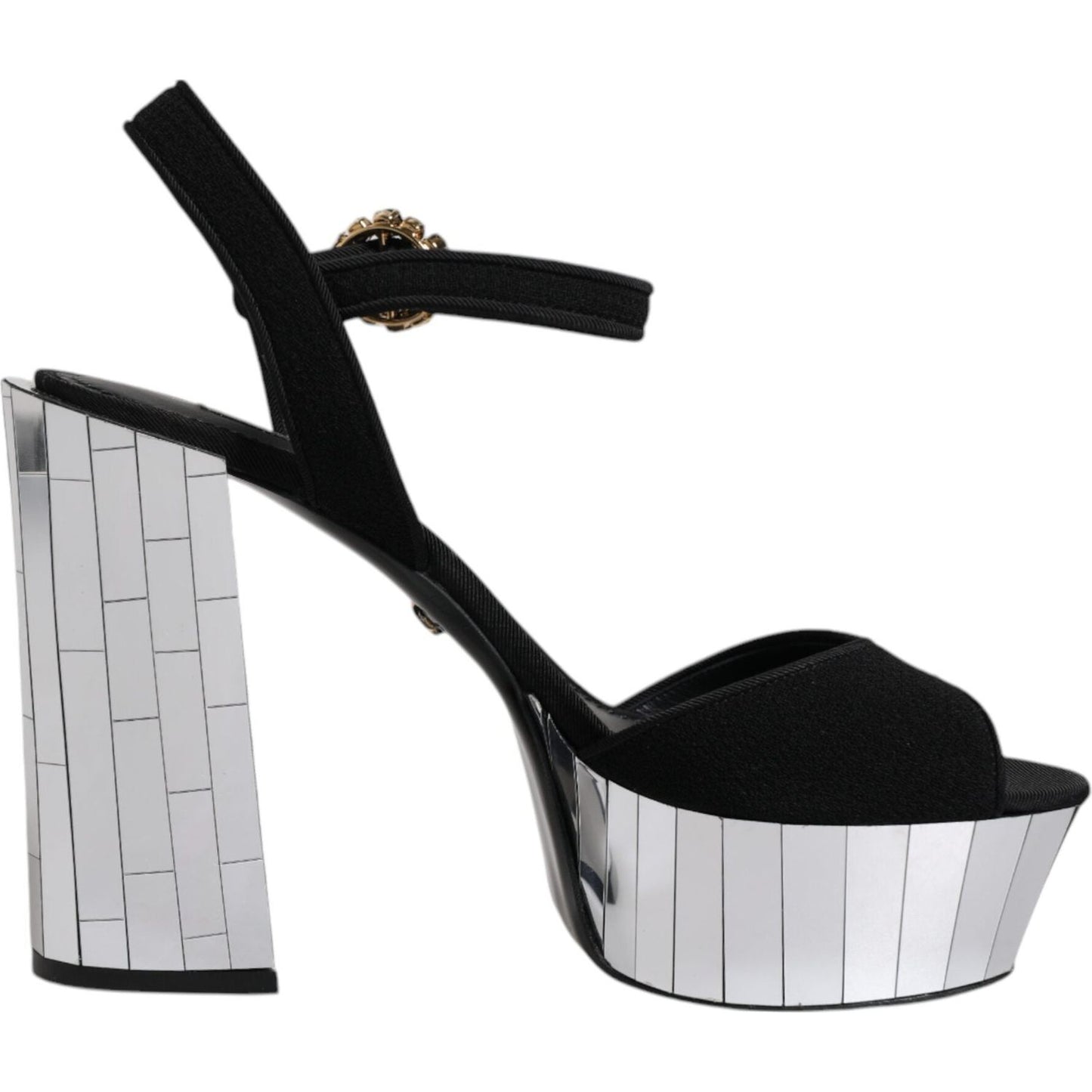 Dolce & Gabbana Black Mirror Heels Platform Sandals Shoes Dolce & Gabbana Black