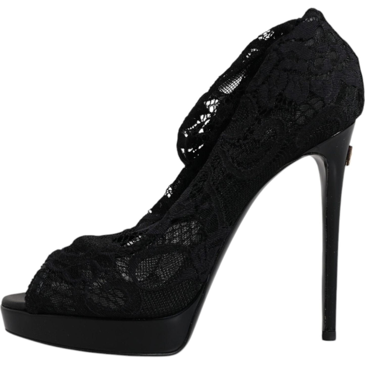 Dolce & Gabbana Black Stretch Taormina Lace Boots Shoes Dolce & Gabbana Black