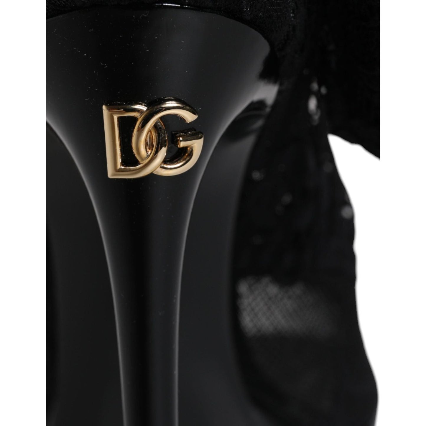 Dolce & Gabbana Black Stretch Taormina Lace Boots Shoes Dolce & Gabbana Black