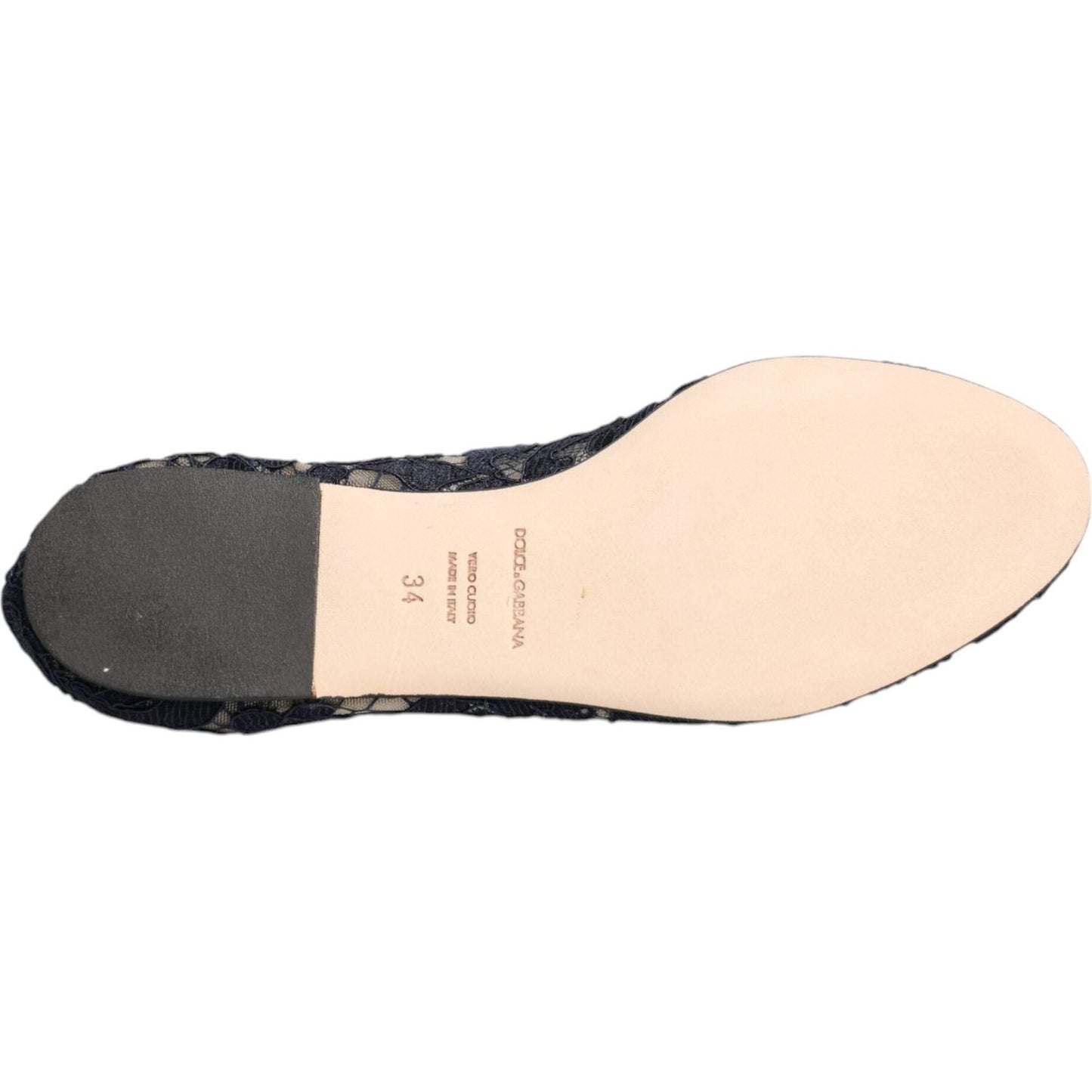 Dolce & Gabbana Blue Taormina Lace Crystals Flats Shoes Dolce & Gabbana Bisque