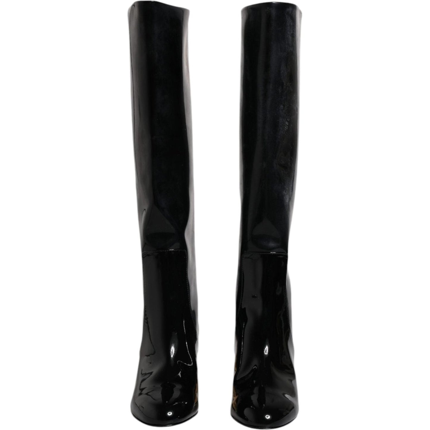 Dolce & Gabbana Black Patent Leather Vally High Boots Shoes Dolce & Gabbana Black