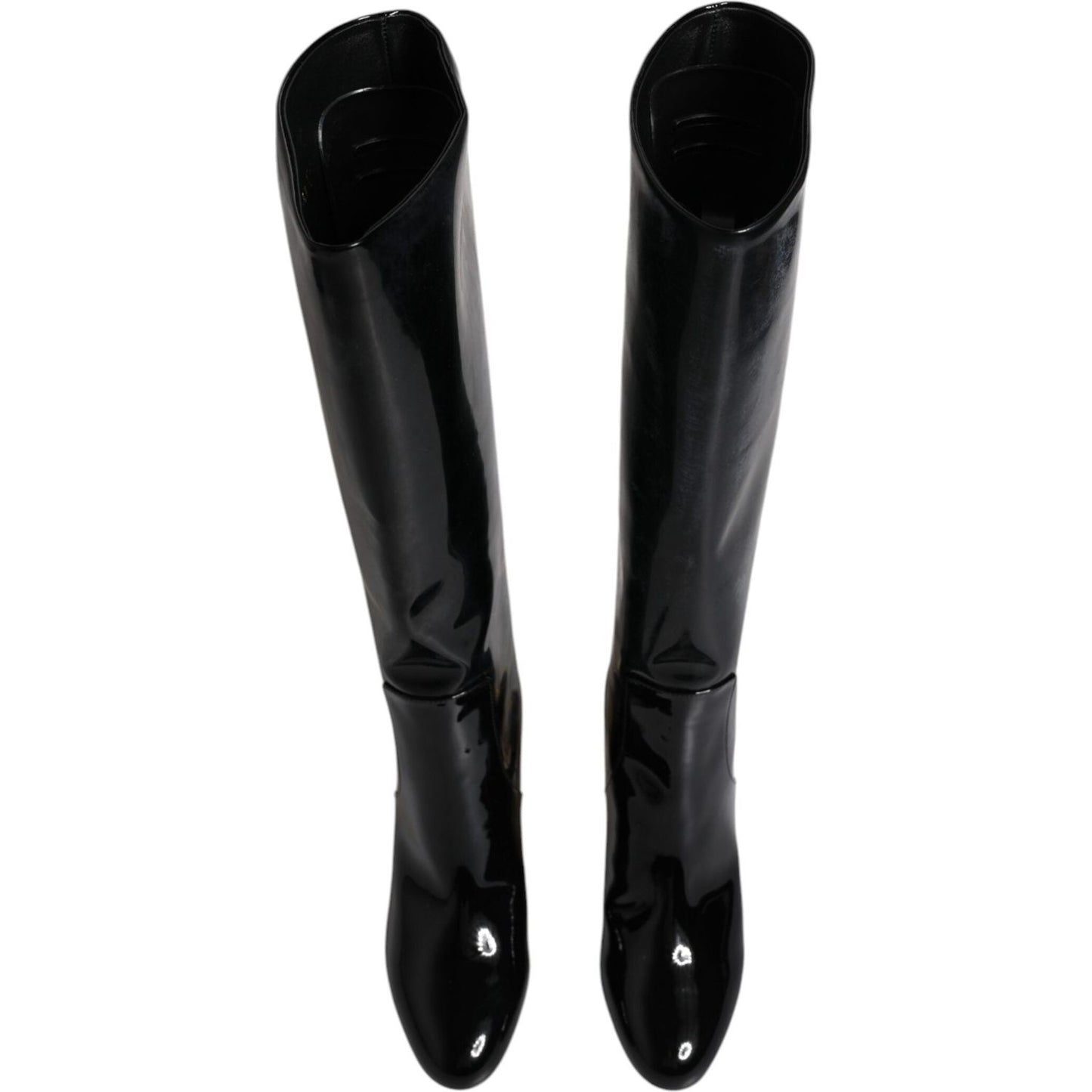 Dolce & Gabbana Black Patent Leather Vally High Boots Shoes Dolce & Gabbana Black