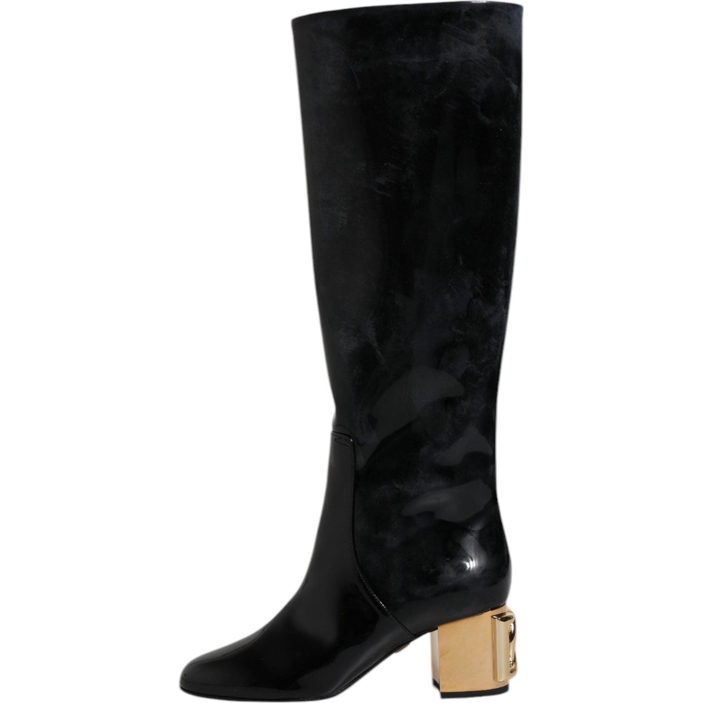 Dolce & Gabbana Black Patent Leather Vally High Boots Shoes Dolce & Gabbana Black