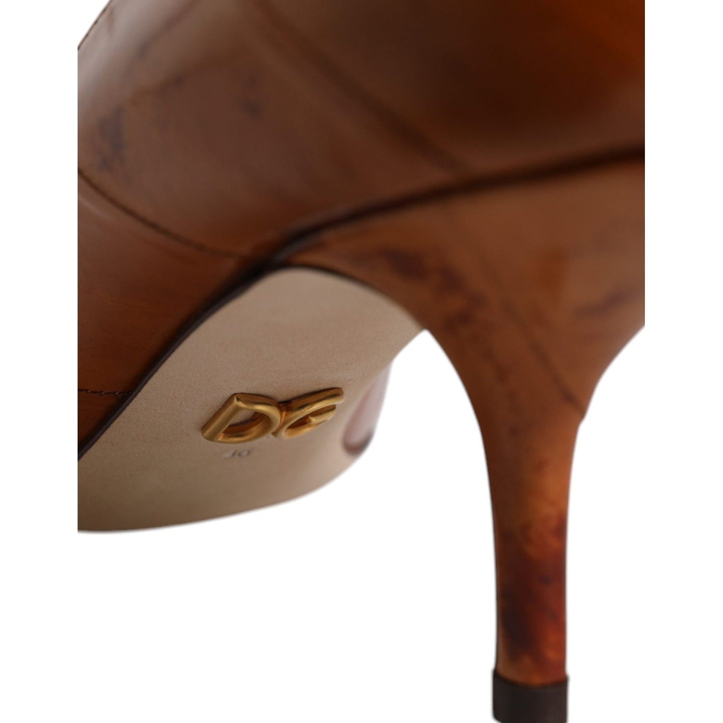 Dolce & Gabbana Brown Leather Kitten Heels Pumps Shoes Dolce & Gabbana Saddle Brown