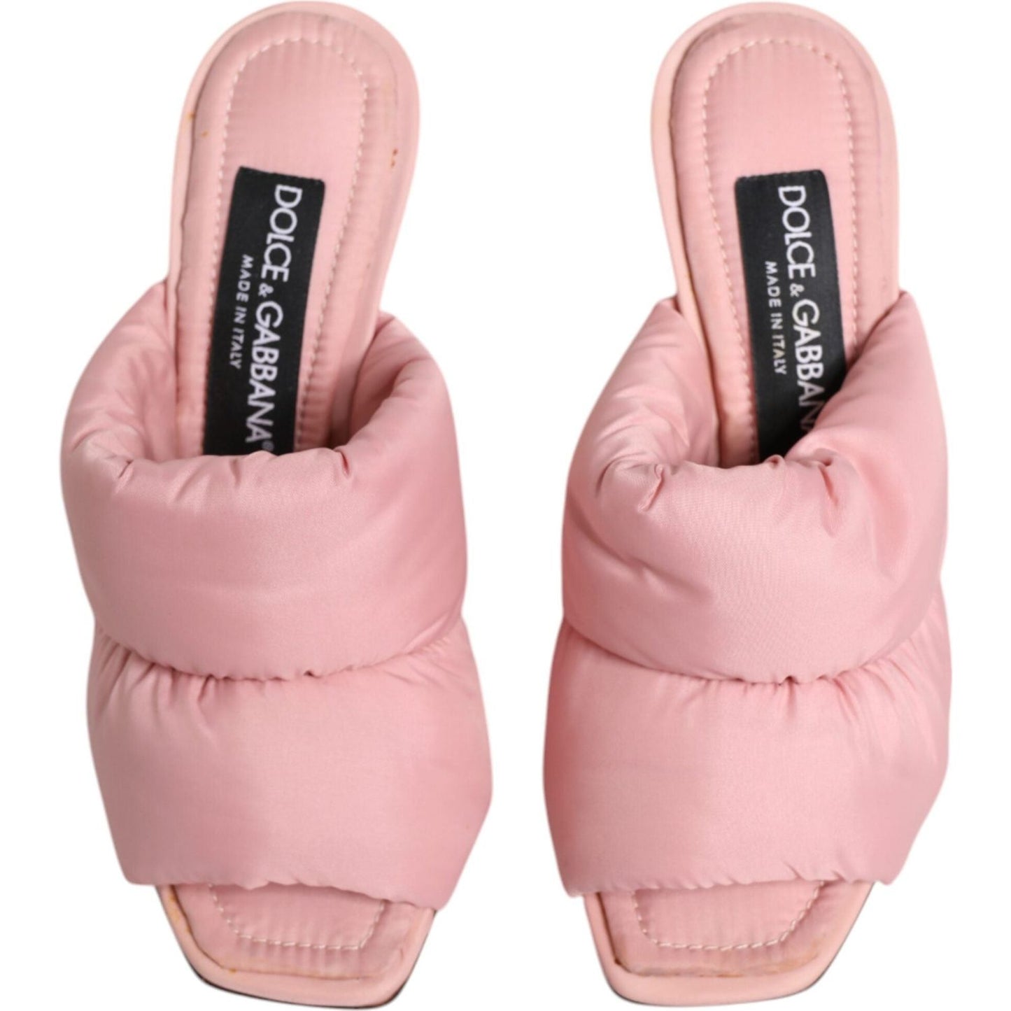 Dolce & Gabbana Pink Quilted DG Heel Slide Sandals Shoes Dolce & Gabbana Light Pink