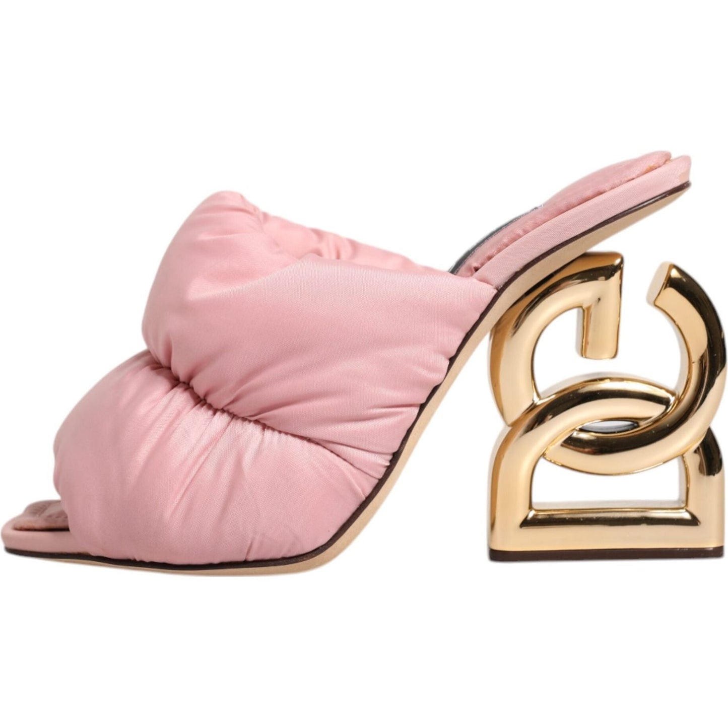 Dolce & Gabbana Pink Quilted DG Heel Slide Sandals Shoes Dolce & Gabbana Light Pink