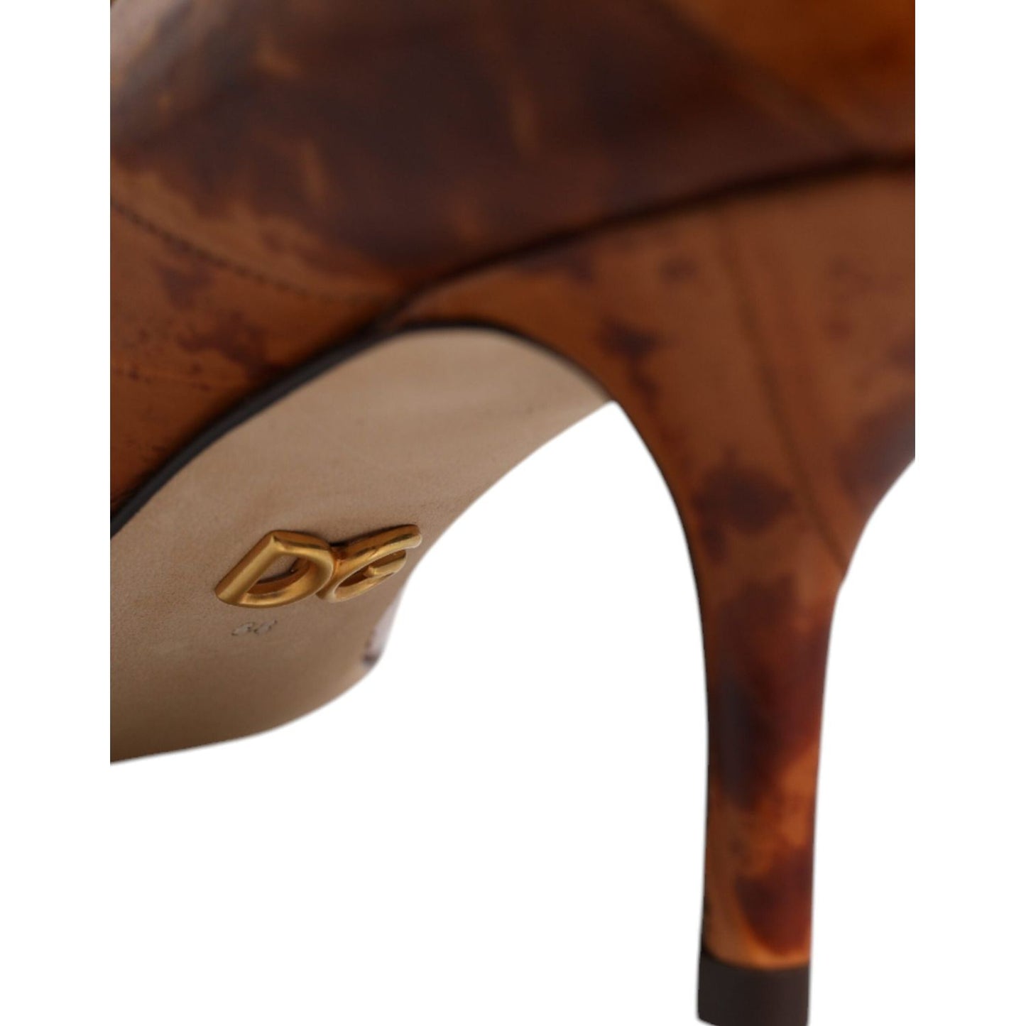Dolce & Gabbana Brown Leather Kitten Heels Pumps Shoes Dolce & Gabbana Saddle Brown