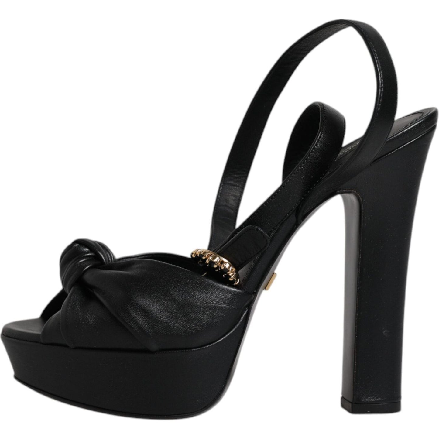 Dolce & Gabbana Black Leather Platform Heels Sandals Shoes Dolce & Gabbana Black