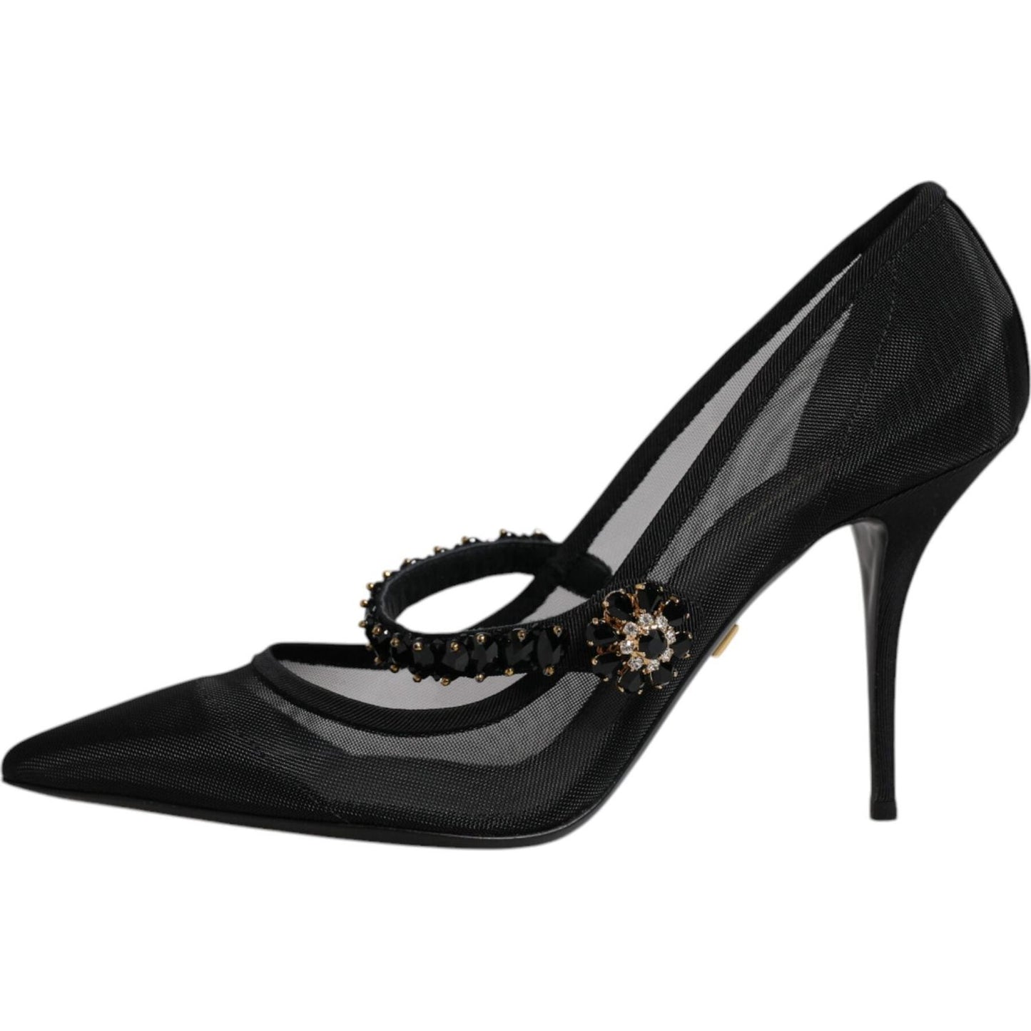 Dolce & Gabbana Black Mesh Mary Jane Crystal Heel Pump Shoes Dolce & Gabbana Black