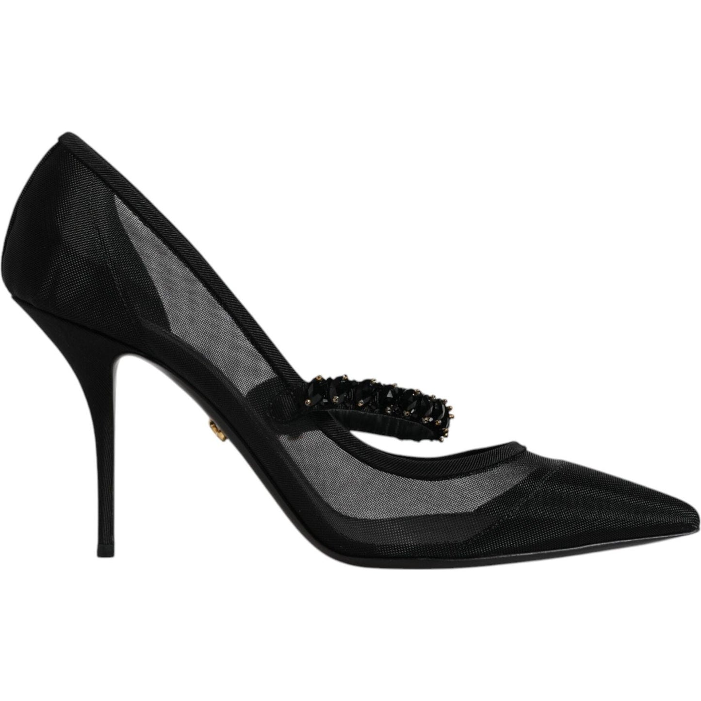 Dolce & Gabbana Black Mesh Mary Jane Crystal Heel Pump Shoes Dolce & Gabbana Black