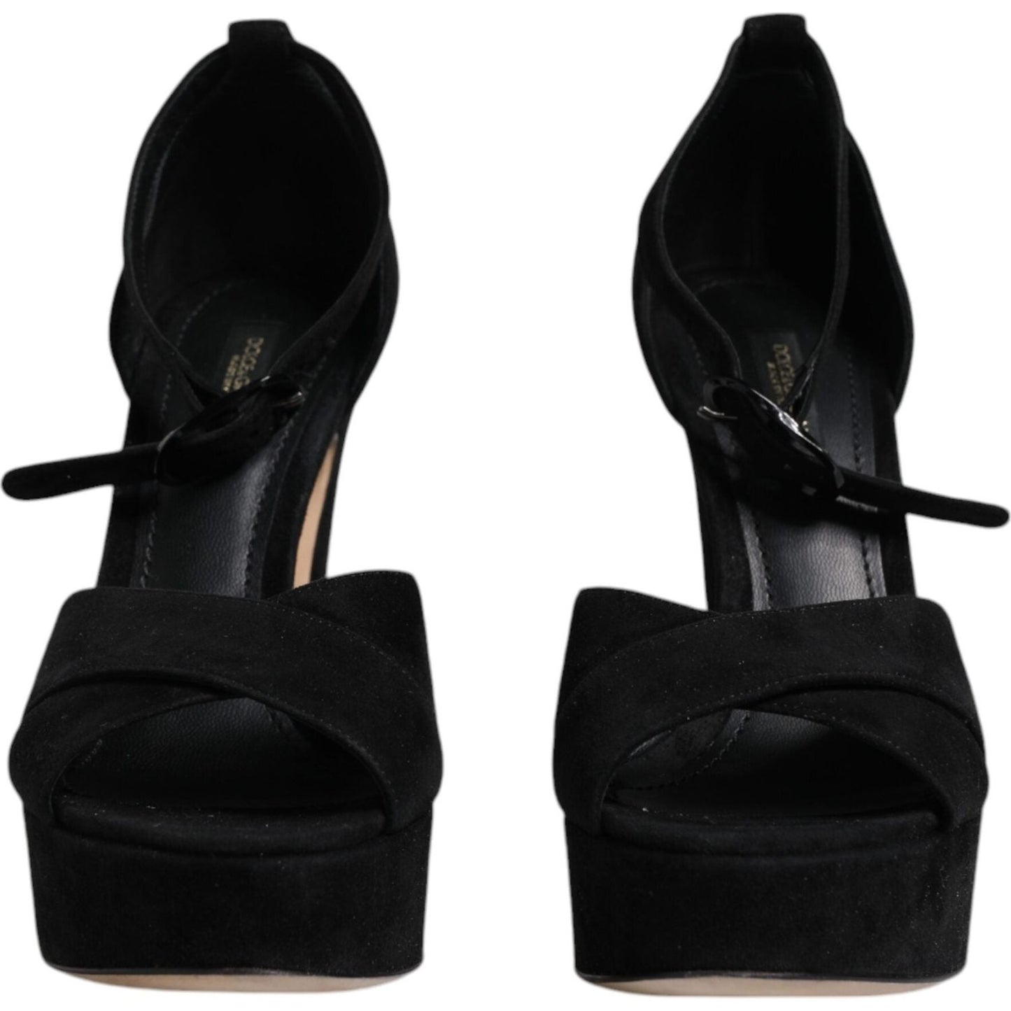 Dolce & Gabbana Black Leather Platform Heels Sandals Shoes Dolce & Gabbana Black