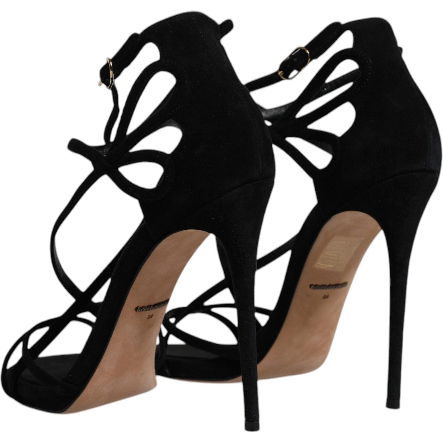 Dolce & Gabbana Black Suede Ankle Strap Heels Sandals Shoes Dolce & Gabbana Rosy Brown