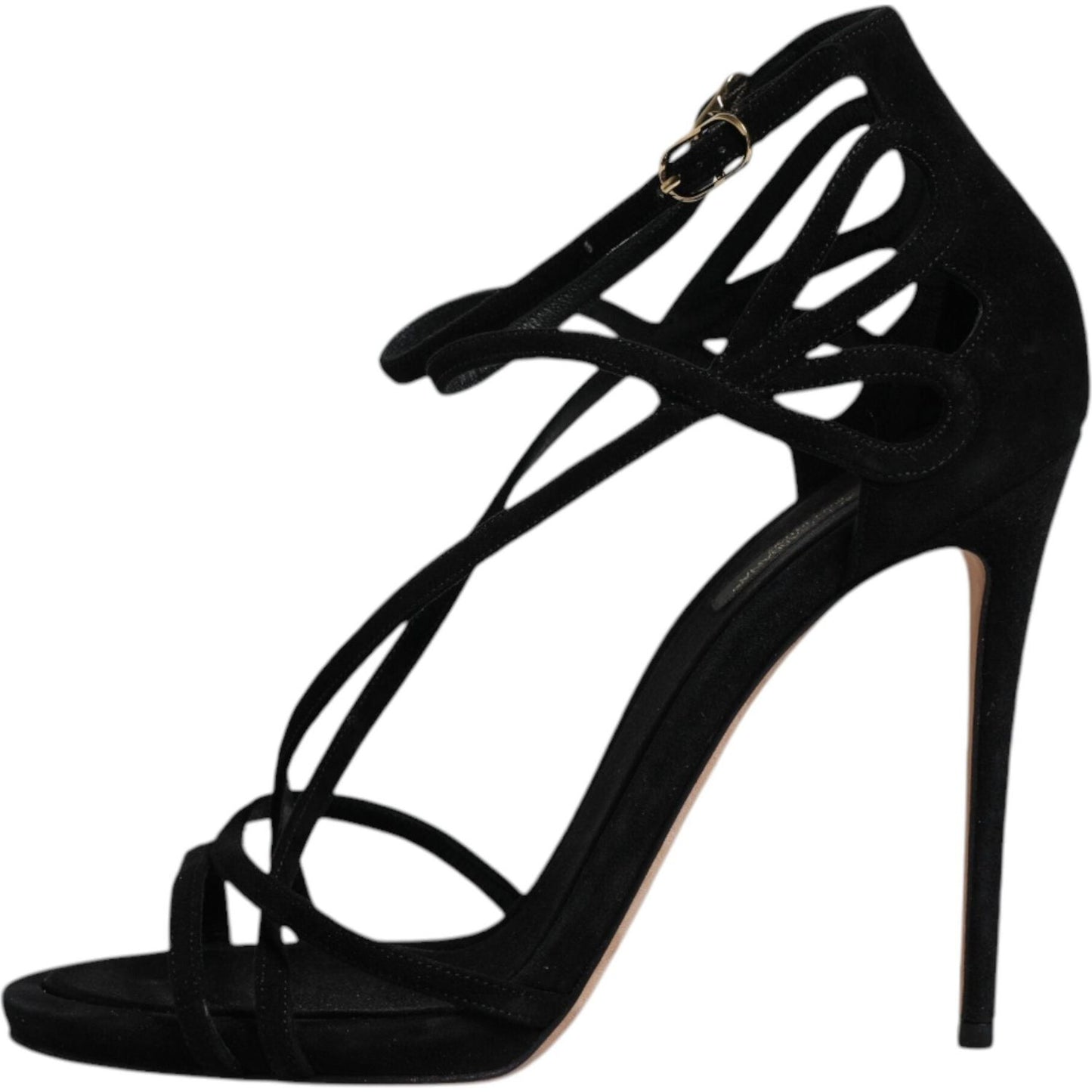 Dolce & Gabbana Black Suede Ankle Strap Heels Sandals Shoes Dolce & Gabbana Black
