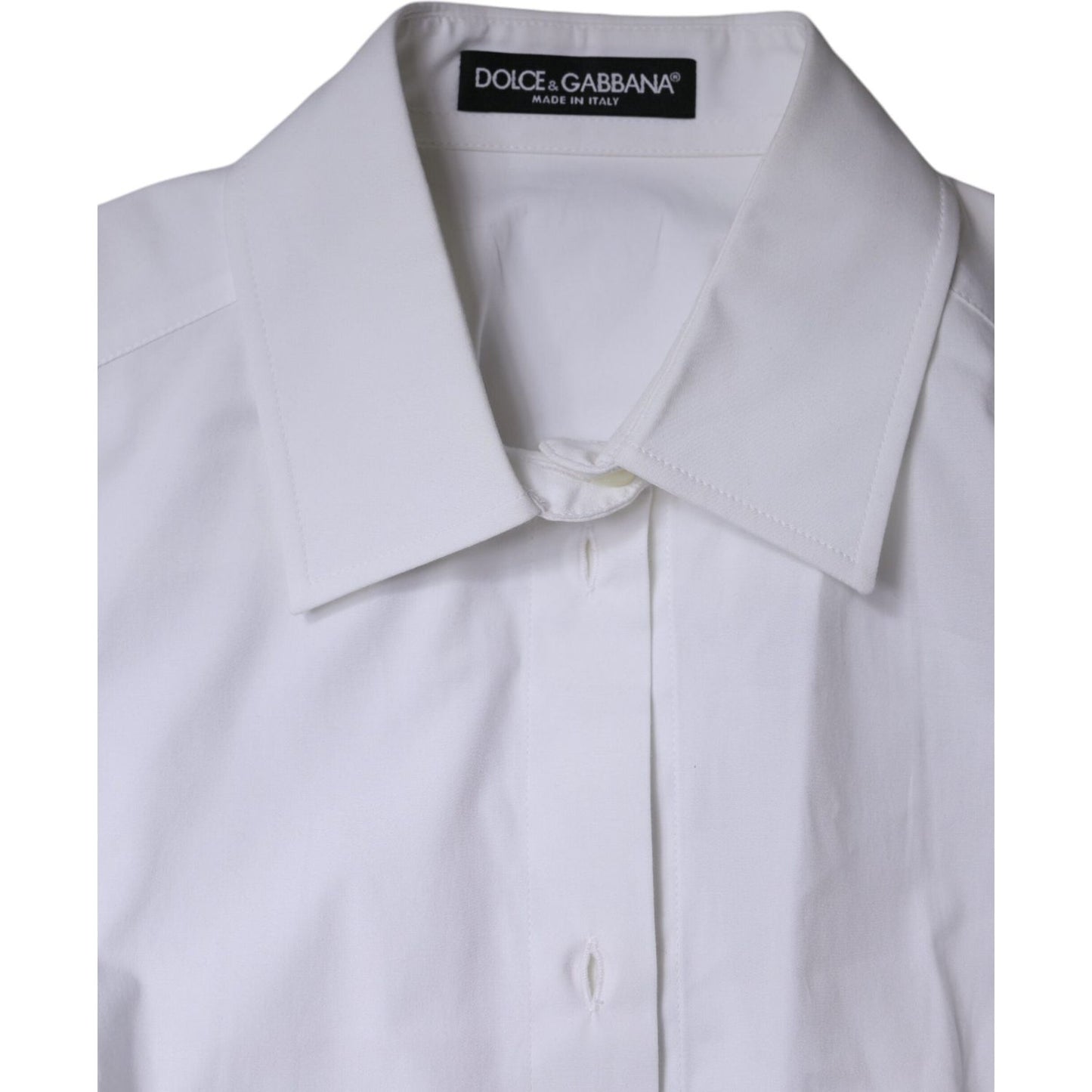 Dolce & Gabbana White Cotton Collared Long Sleeves Shirt Top Dolce & Gabbana Gray