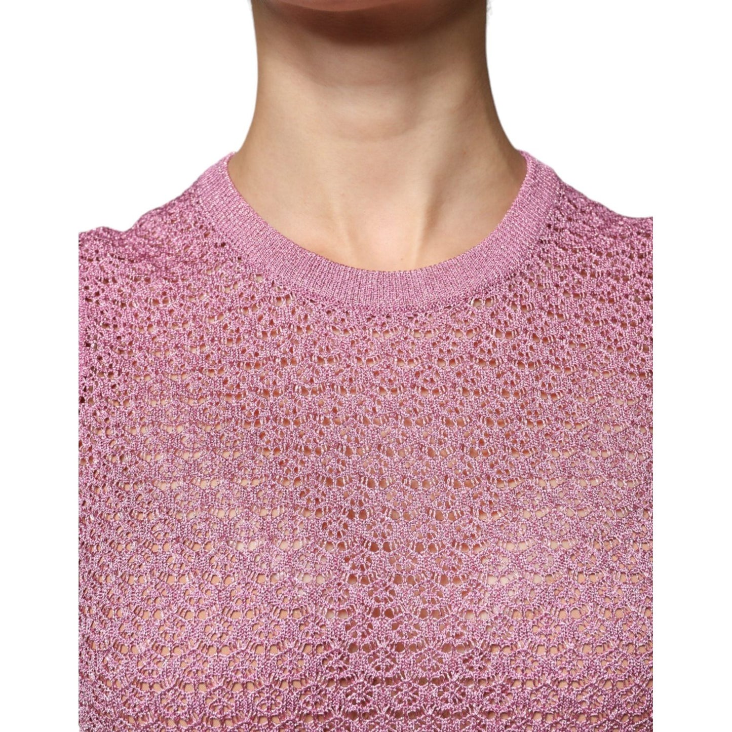 Dolce & Gabbana Pink Mesh See Through Sleeveless Tank Top Dolce & Gabbana Rosy Brown