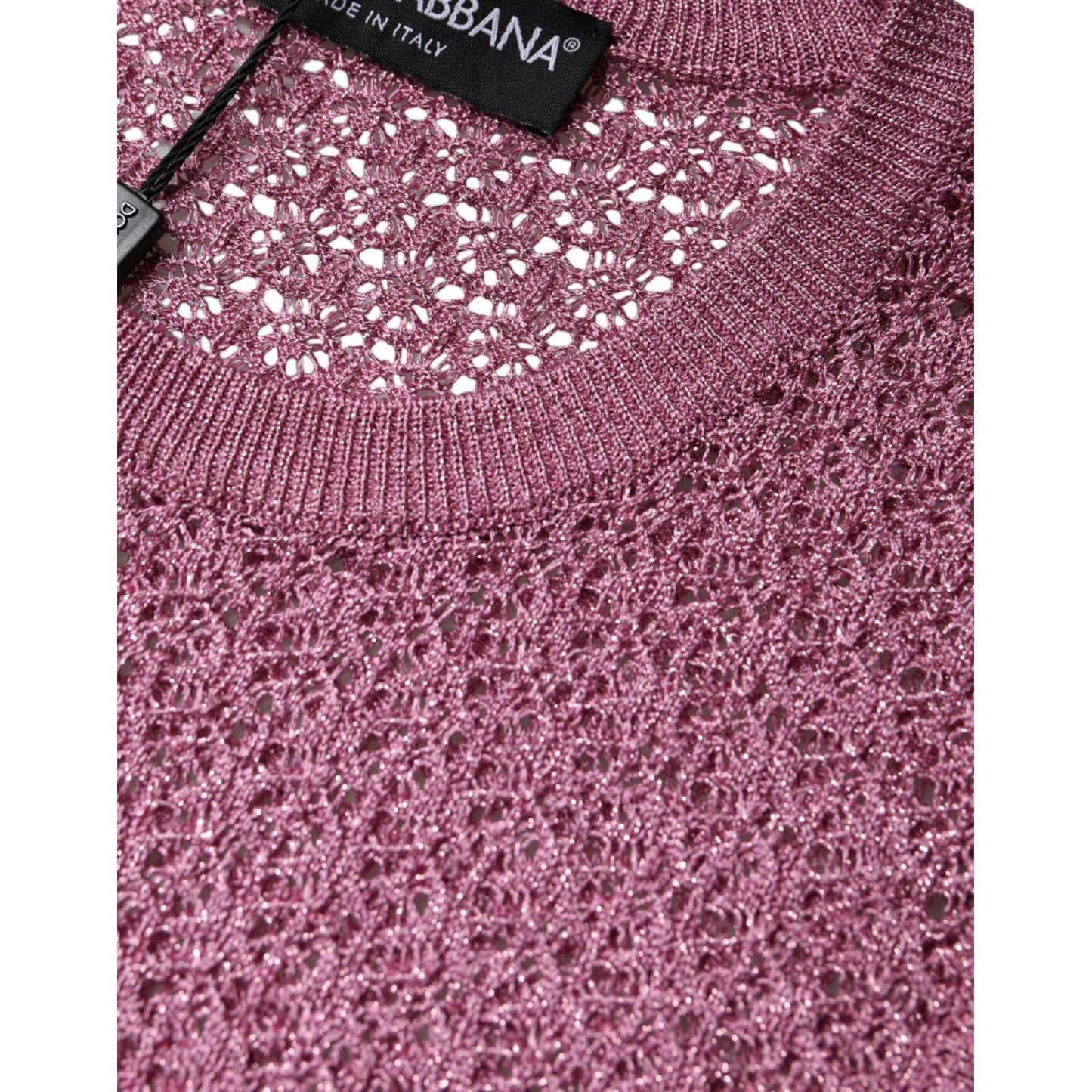 Dolce & Gabbana Pink Mesh See Through Sleeveless Tank Top Dolce & Gabbana Dim Gray