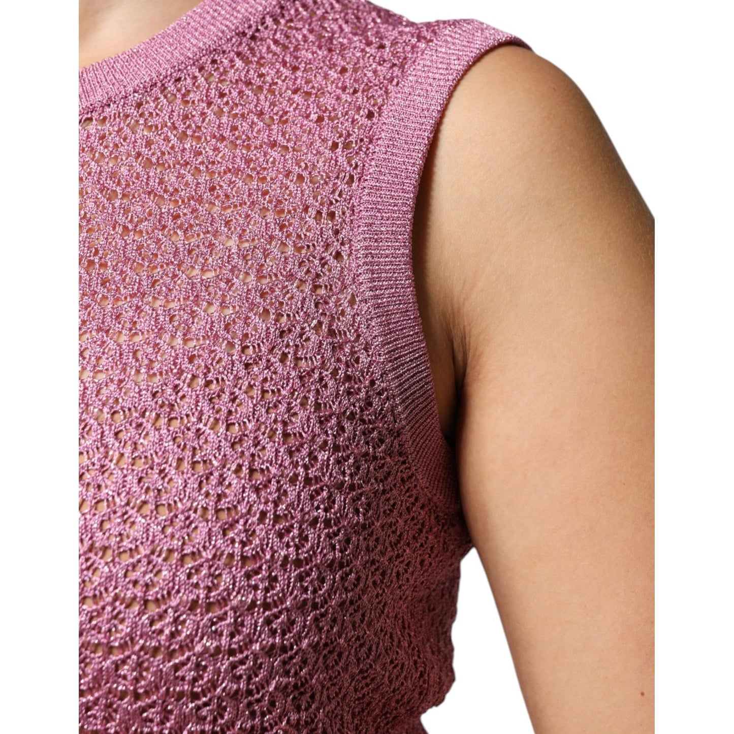Dolce & Gabbana Pink Mesh See Through Sleeveless Tank Top Dolce & Gabbana Rosy Brown