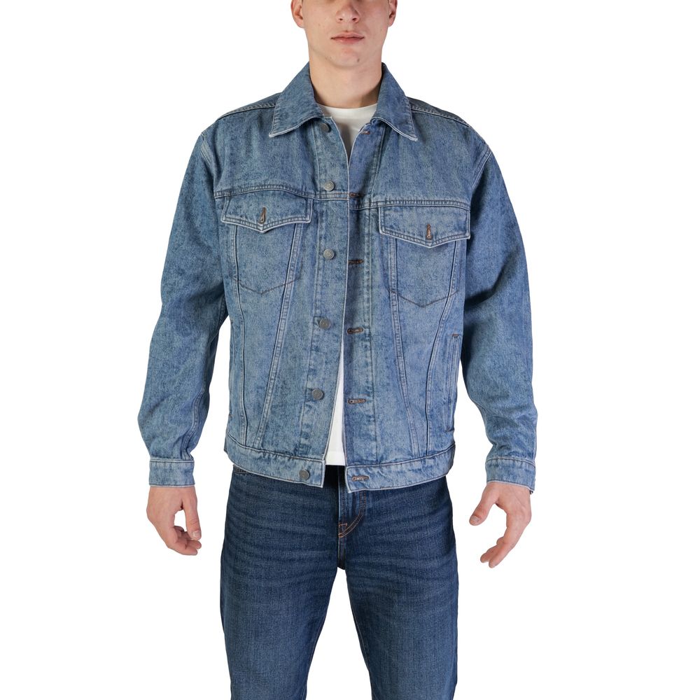 Hugo Boss Light Blue Cotton Jacket Hugo Boss Dim Gray