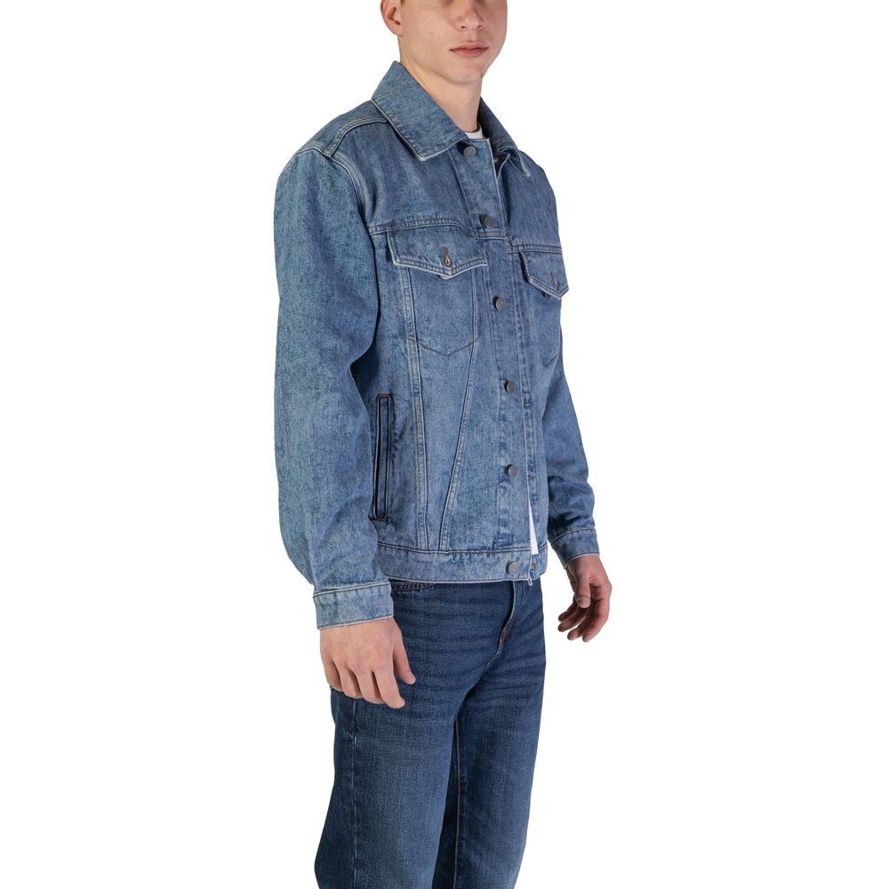 Hugo Boss Light Blue Cotton Jacket Hugo Boss Dim Gray