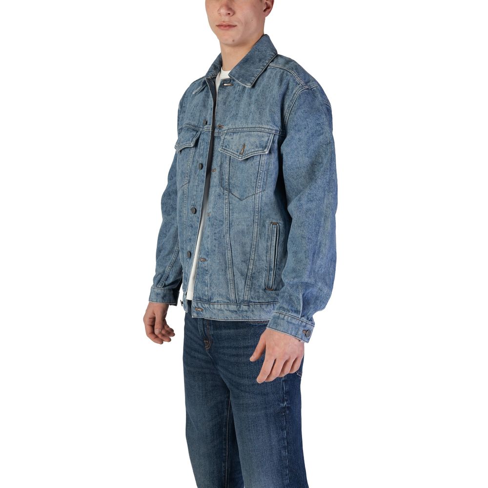 Hugo Boss Light Blue Cotton Jacket Hugo Boss Dim Gray