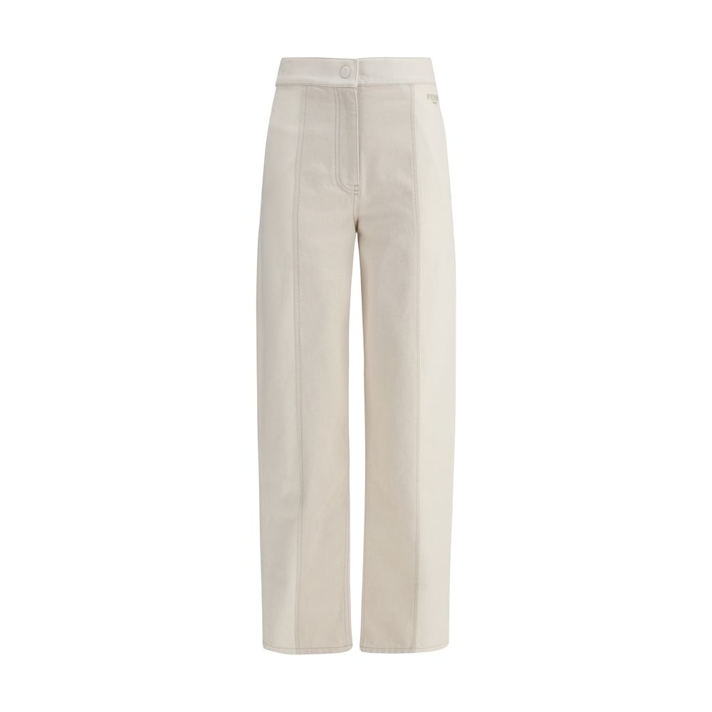 Fendi Cotton Pants Fendi Light Gray