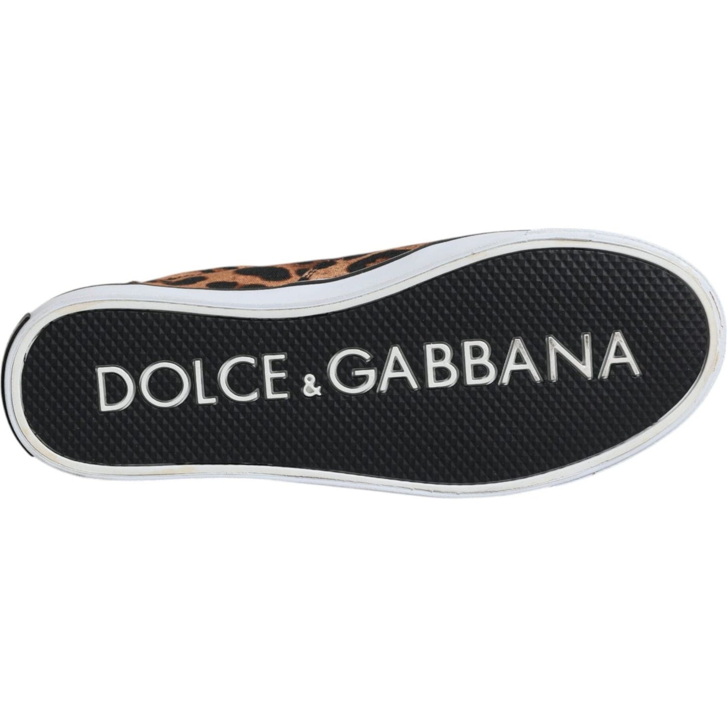 Dolce & Gabbana Brown Leopard Logo Print Cotton Sneakers Shoes Dolce & Gabbana Light Gray