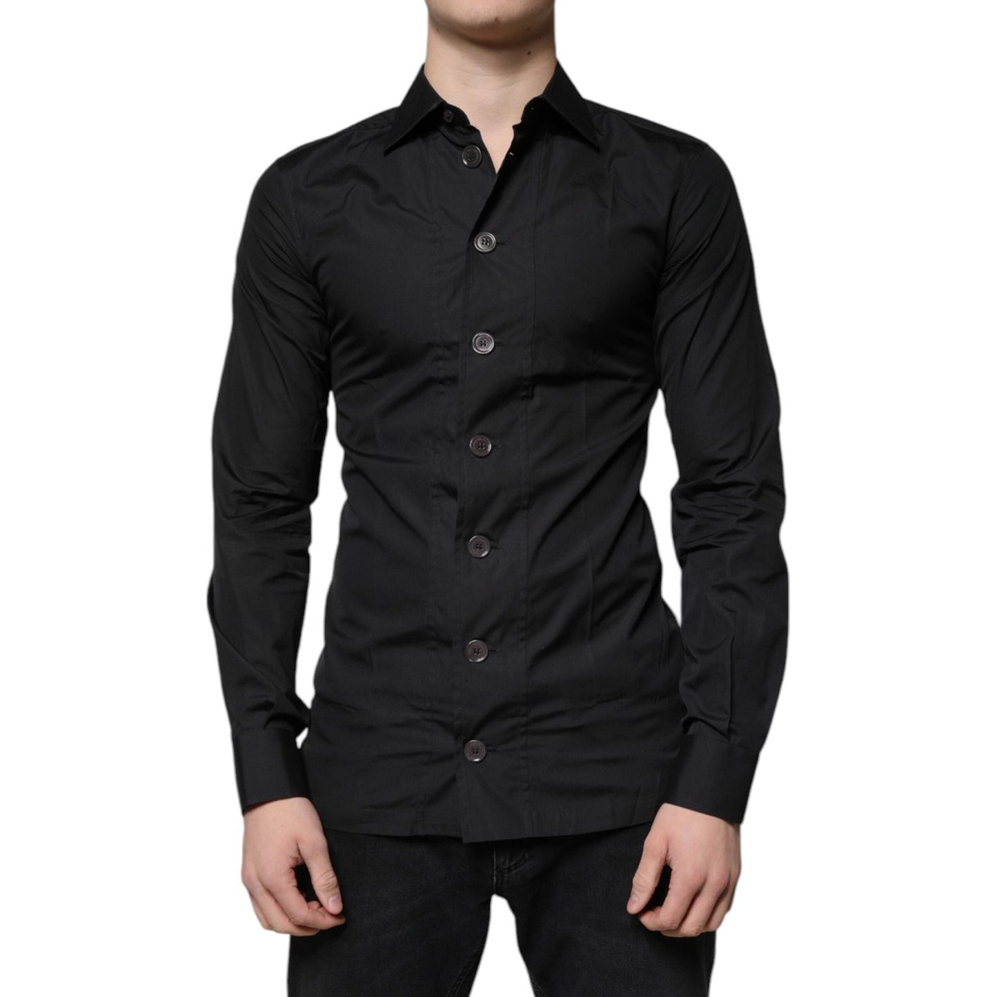 Dolce & Gabbana Black Cotton Formal Long Sleeves Dress Shirt Dolce & Gabbana Black
