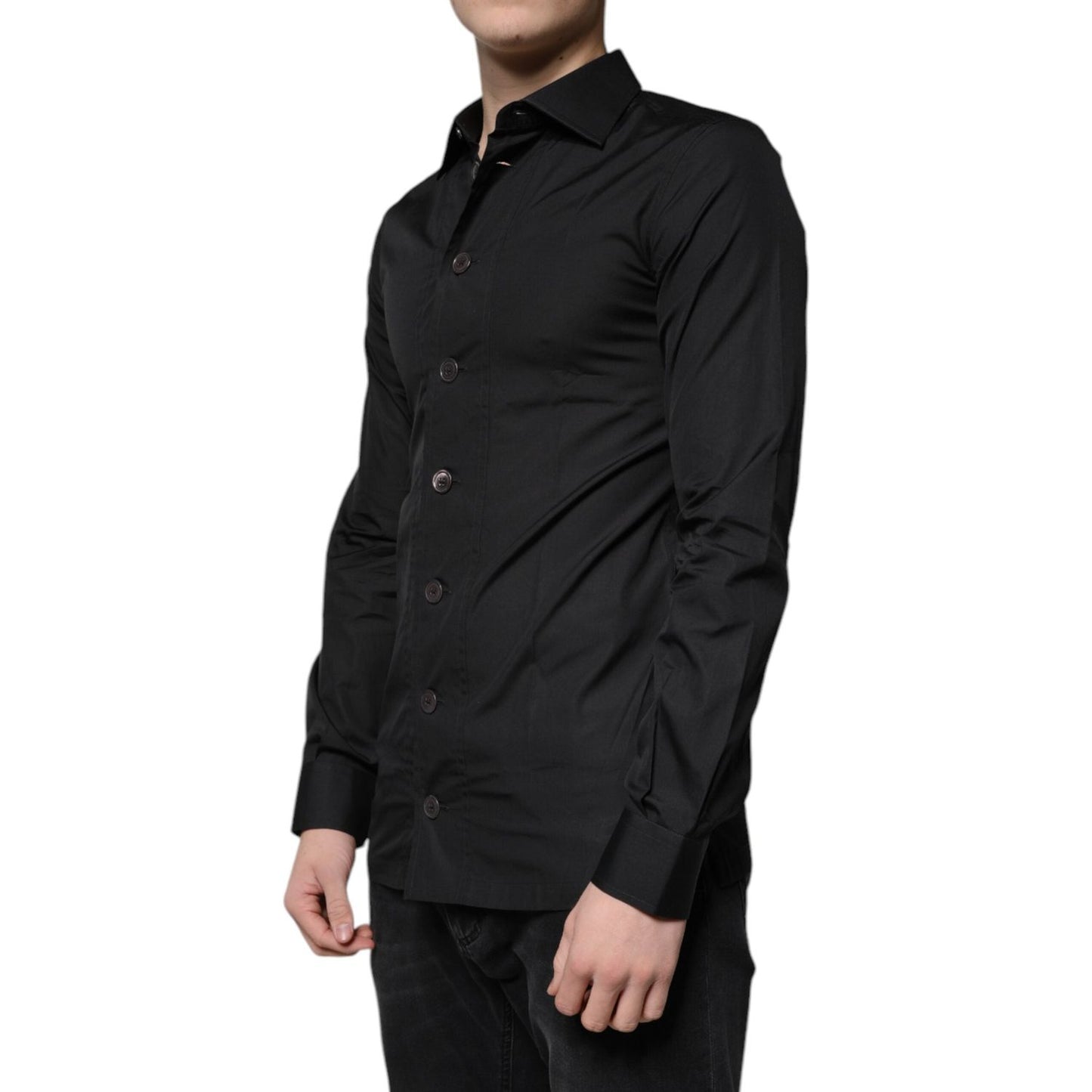 Dolce & Gabbana Black Cotton Formal Long Sleeves Dress Shirt Dolce & Gabbana Black