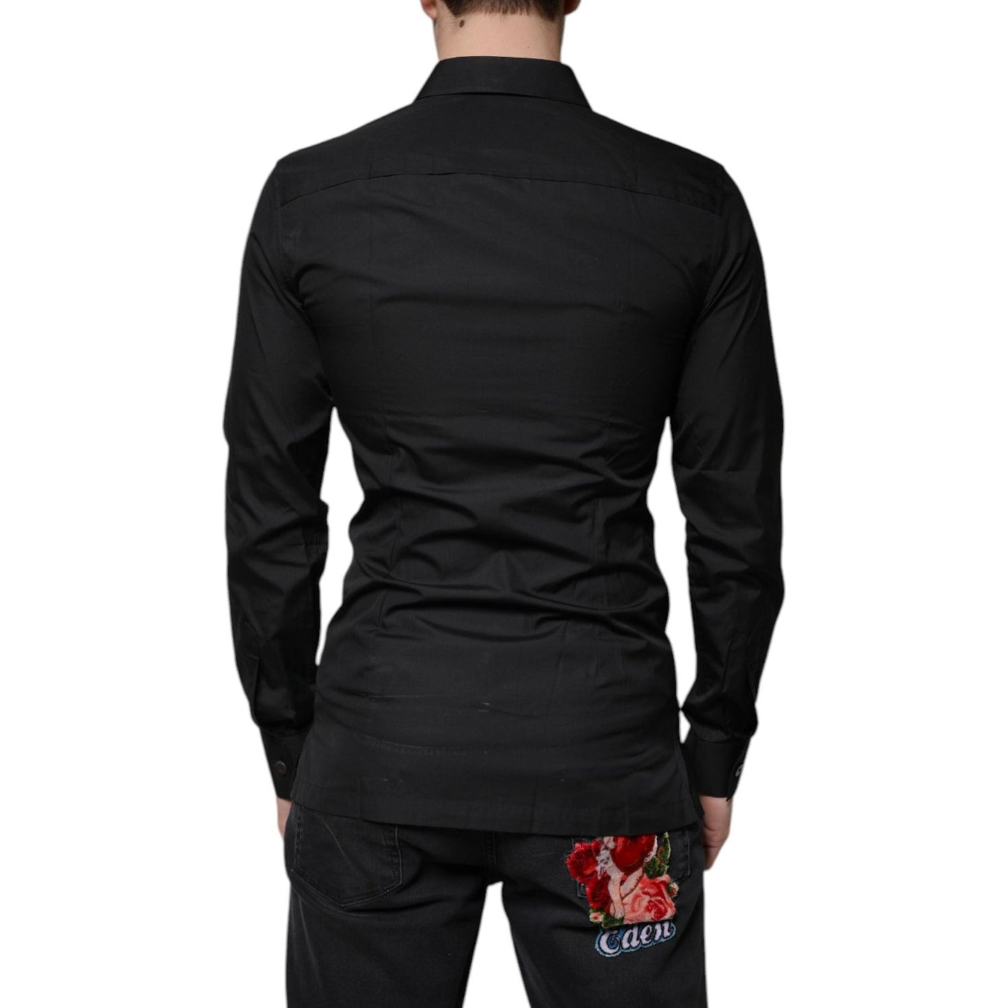 Dolce & Gabbana Black Cotton Formal Long Sleeves Dress Shirt Dolce & Gabbana Black