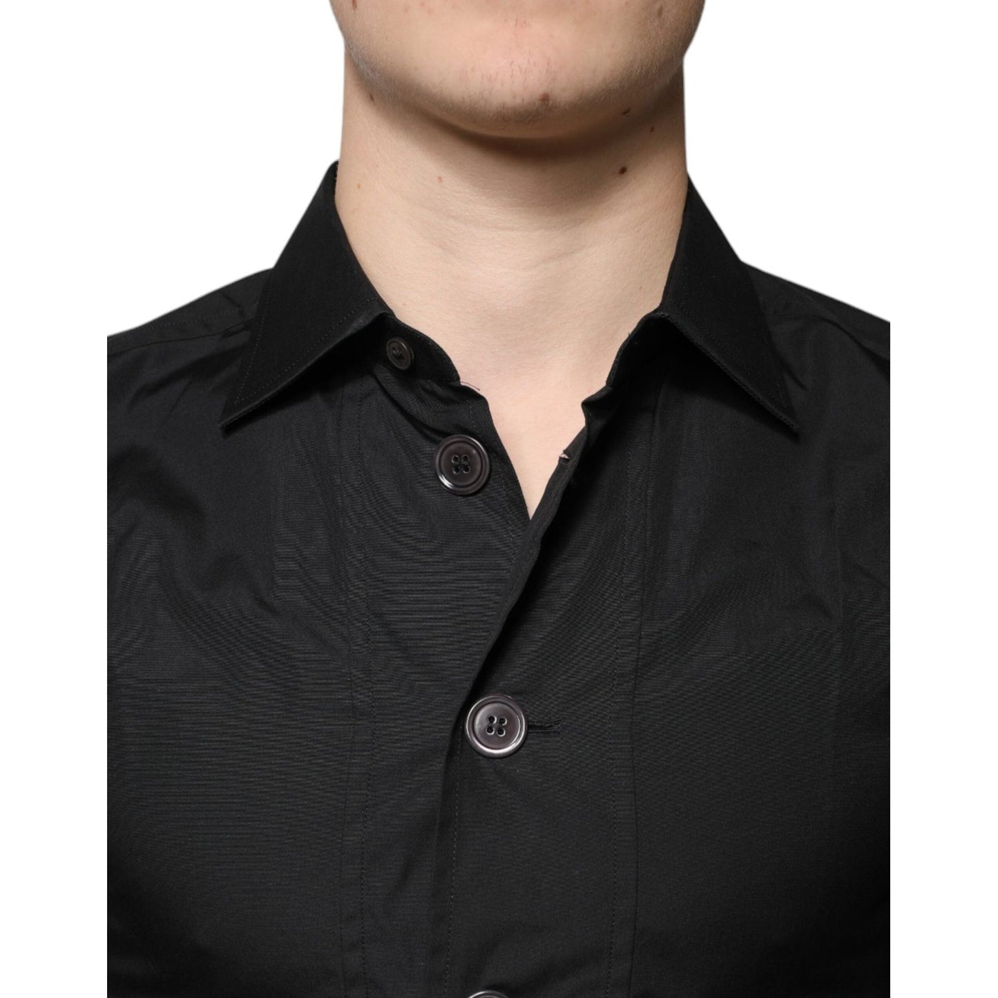 Dolce & Gabbana Black Cotton Formal Long Sleeves Dress Shirt Dolce & Gabbana Black