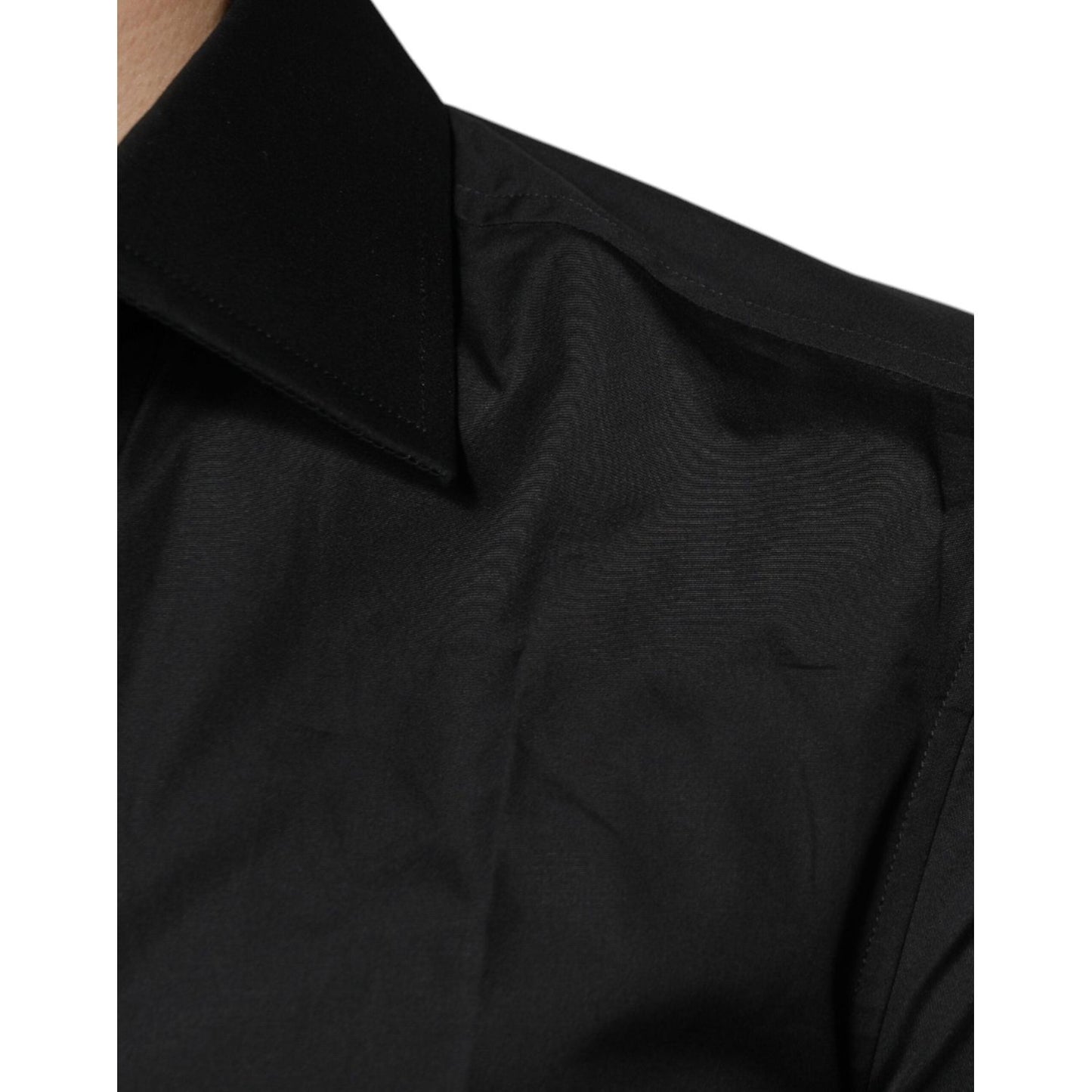 Dolce & Gabbana Black Cotton Formal Long Sleeves Dress Shirt Dolce & Gabbana Black