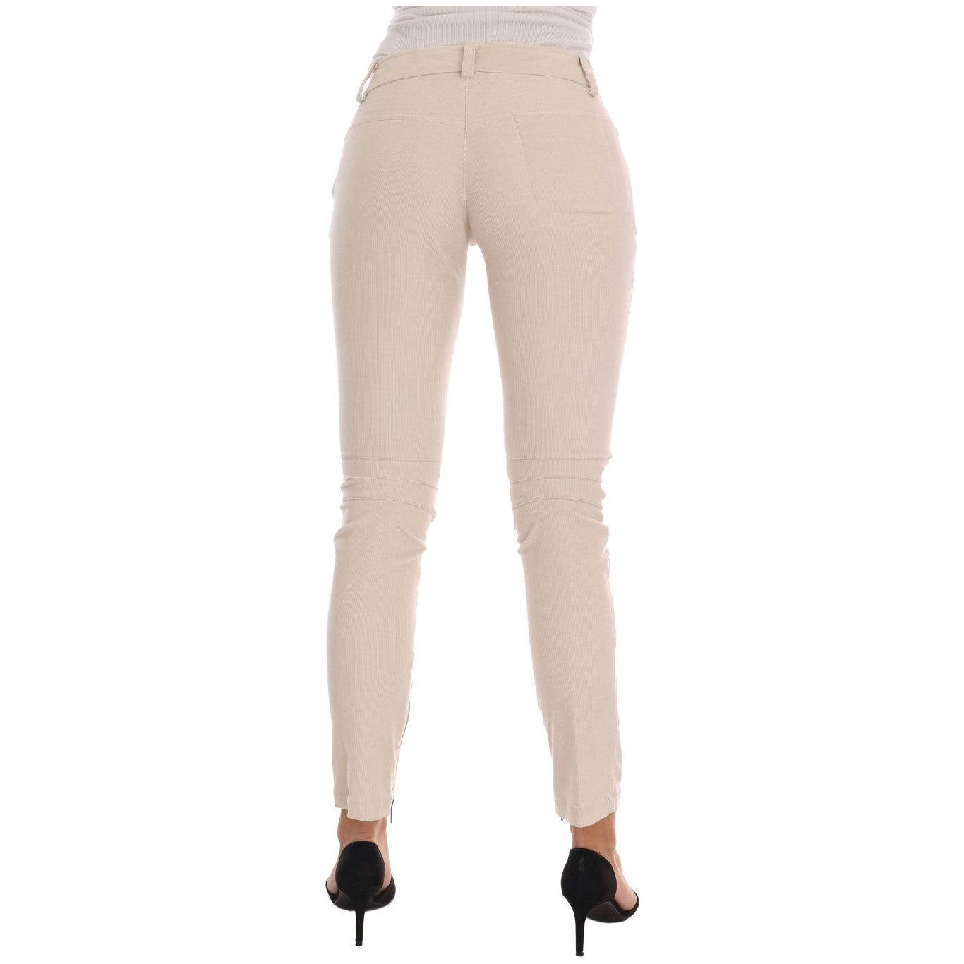 Ermanno Scervino Chic Beige Corduroy Skinny Slim Fit Pants Jeans & Pants Ermanno Scervino Gray