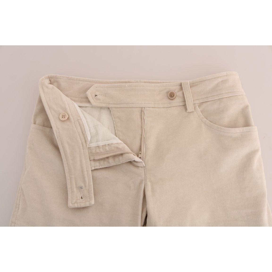 Ermanno Scervino Chic Beige Corduroy Skinny Slim Fit Pants Jeans & Pants Ermanno Scervino Gray