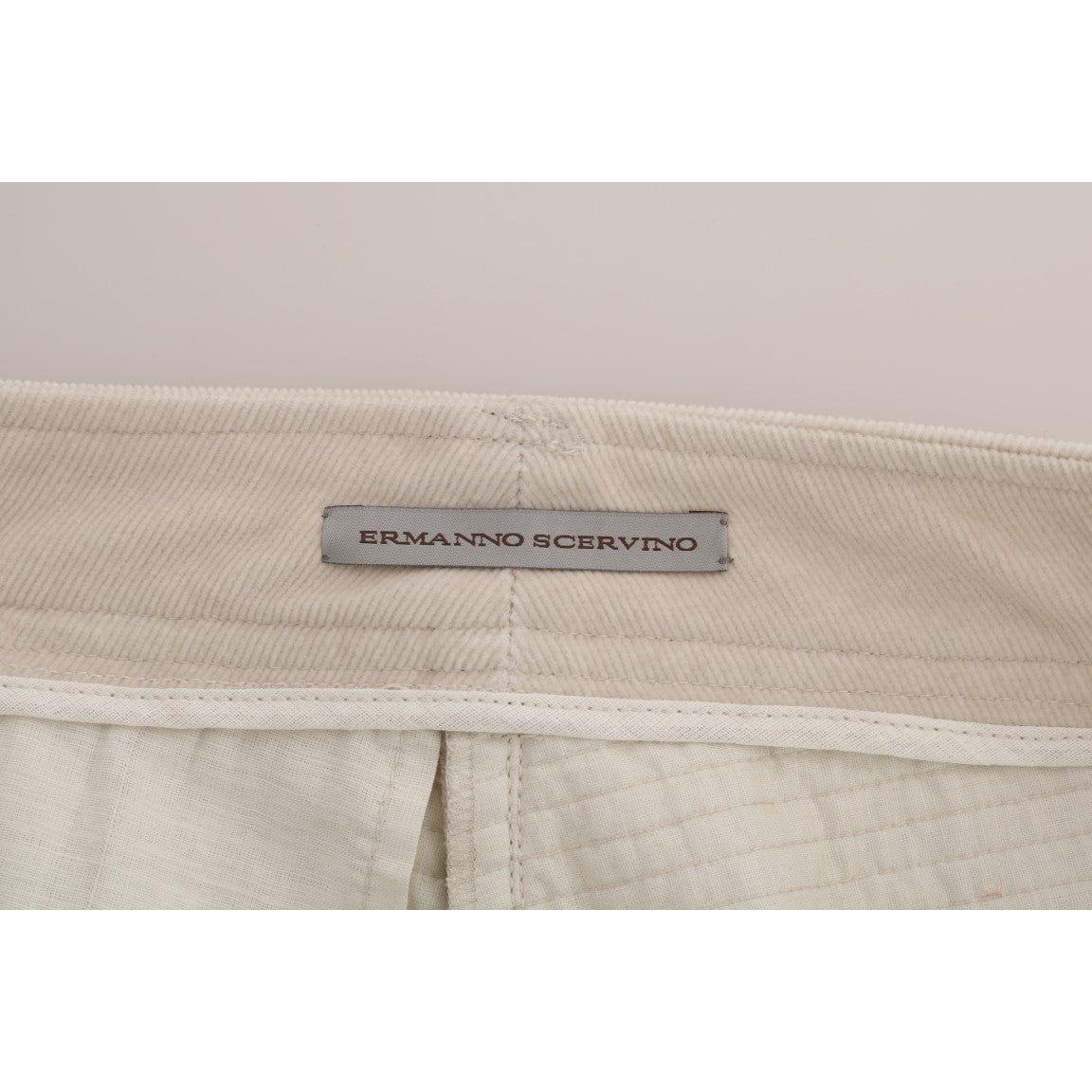 Ermanno Scervino Chic Beige Corduroy Skinny Slim Fit Pants Jeans & Pants Ermanno Scervino Gray