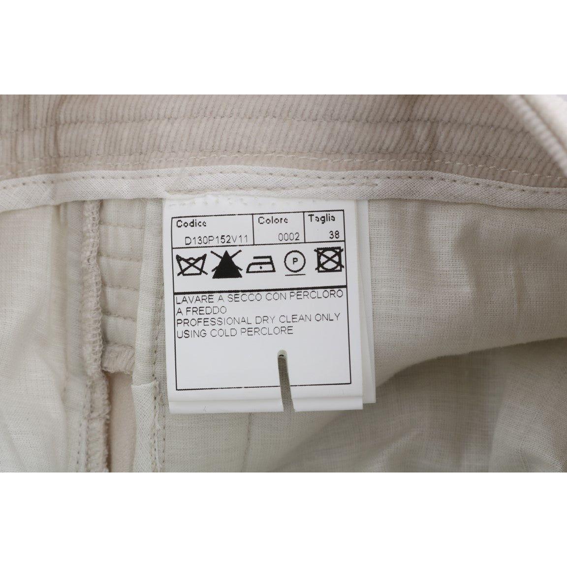 Ermanno Scervino Chic Beige Corduroy Skinny Slim Fit Pants Jeans & Pants Ermanno Scervino Rosy Brown