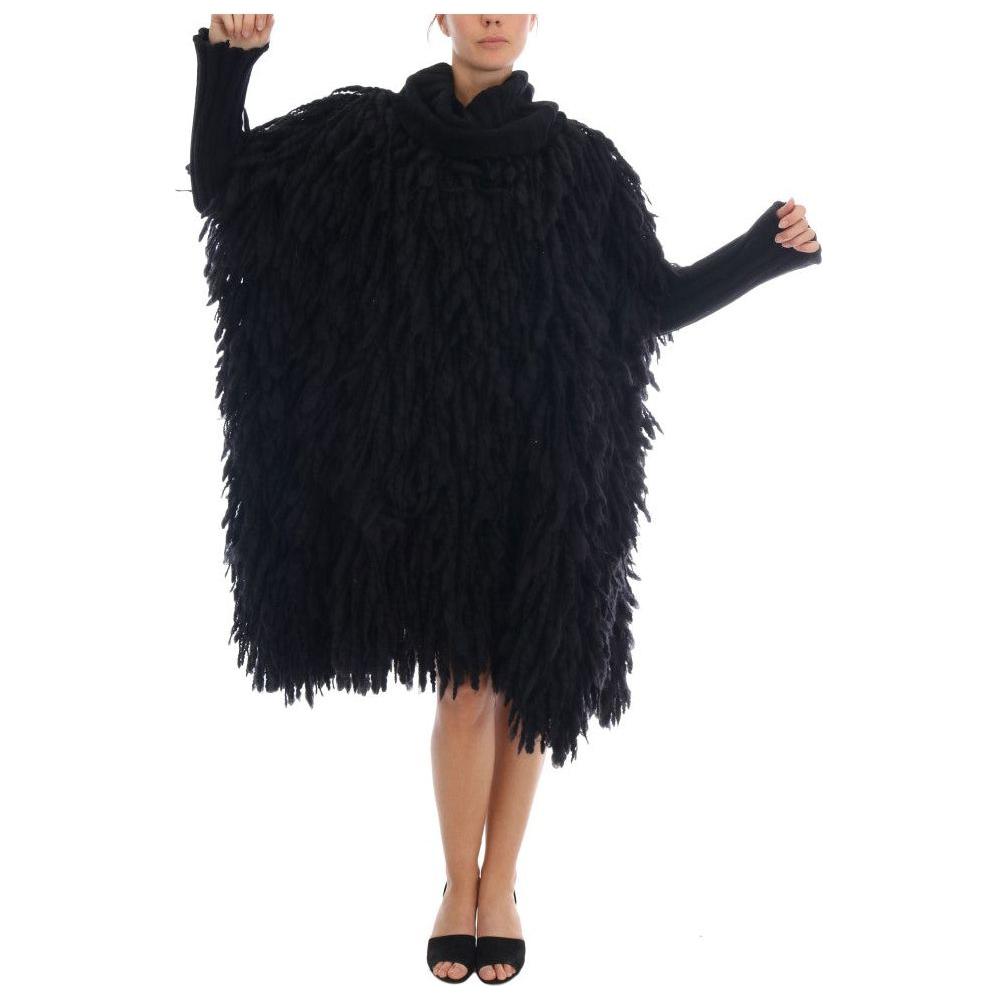 Dolce & Gabbana Elegant Black Fringed Wool-Cashmere Sweater Dolce & Gabbana Black