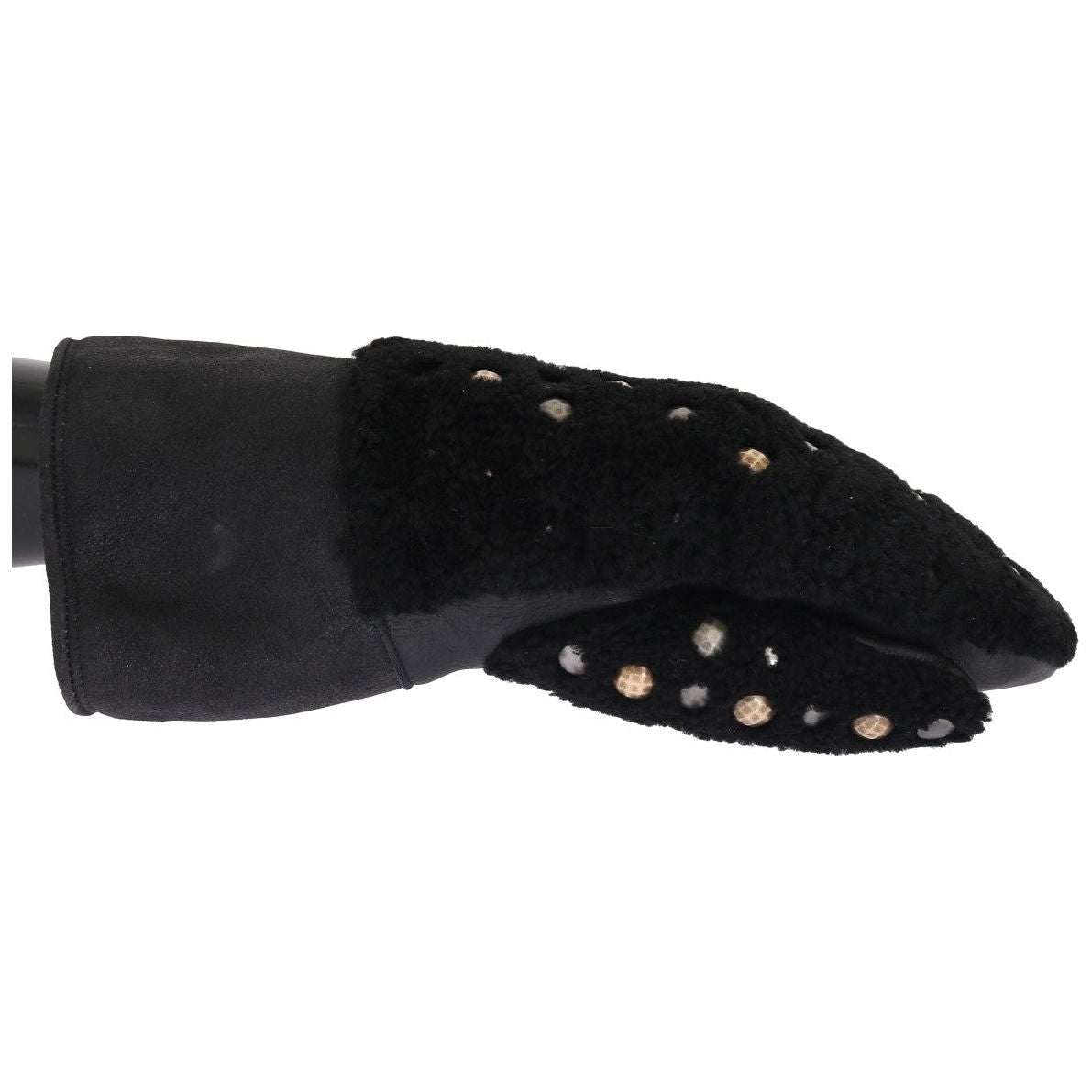 Dolce & Gabbana Studded Black Leather Gentleman's Gloves Dolce & Gabbana Black