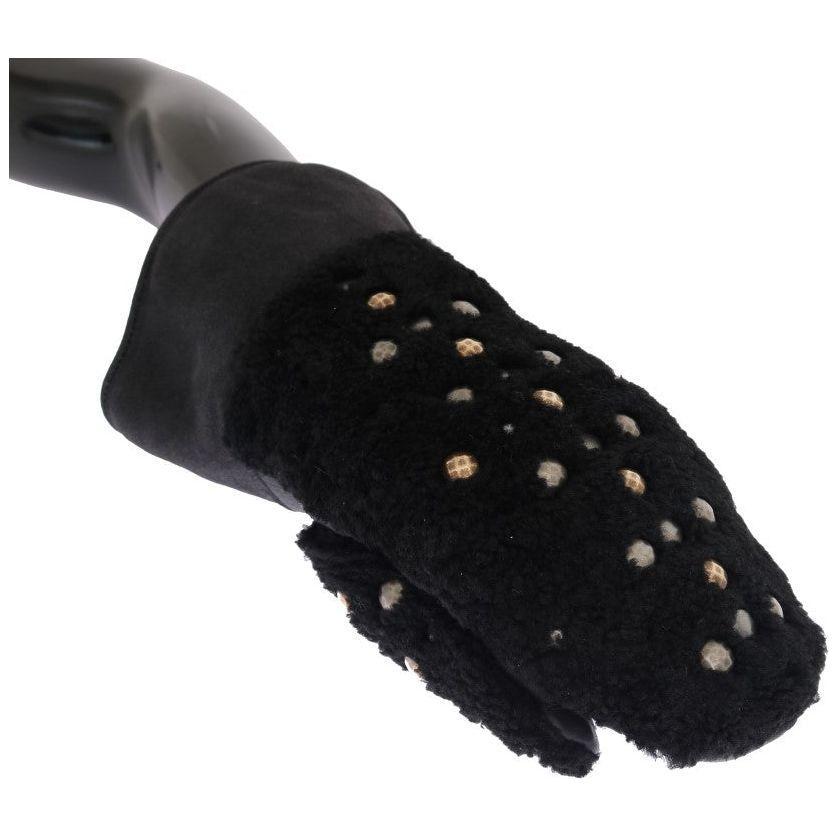 Dolce & Gabbana Studded Black Leather Gentleman's Gloves Dolce & Gabbana Black