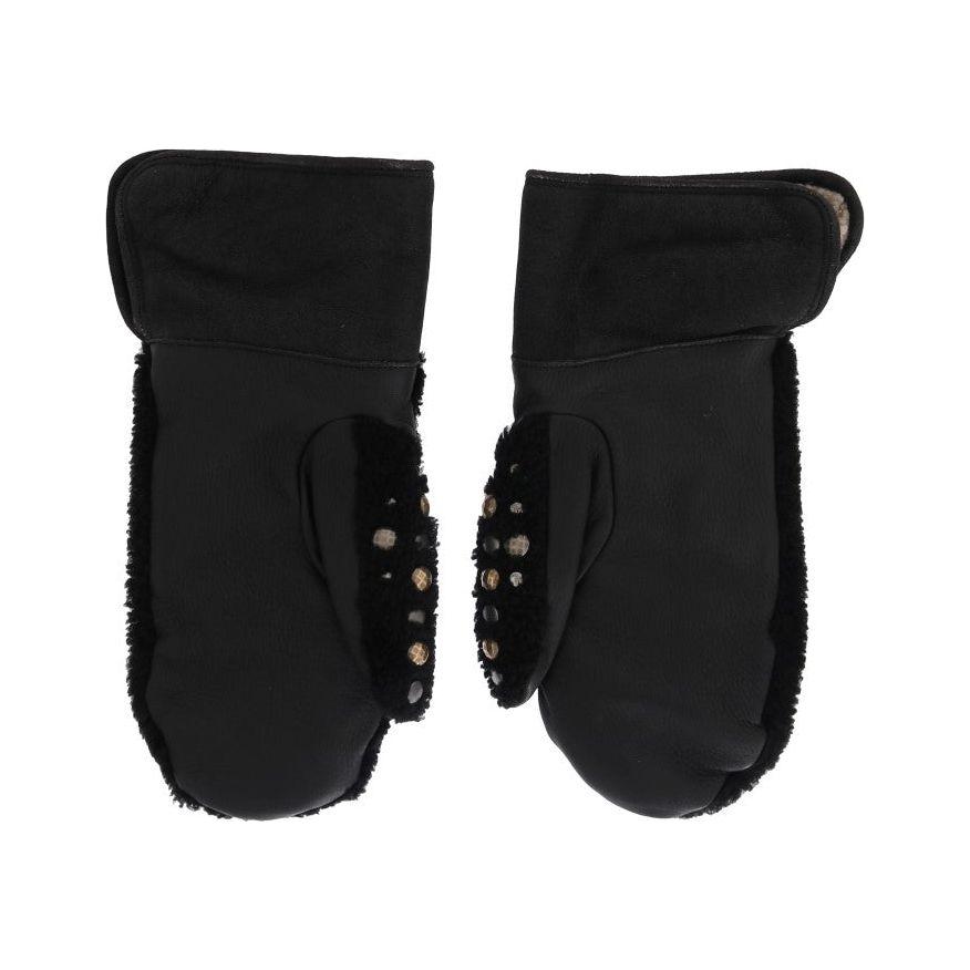 Dolce & Gabbana Studded Black Leather Gentleman's Gloves Dolce & Gabbana Black