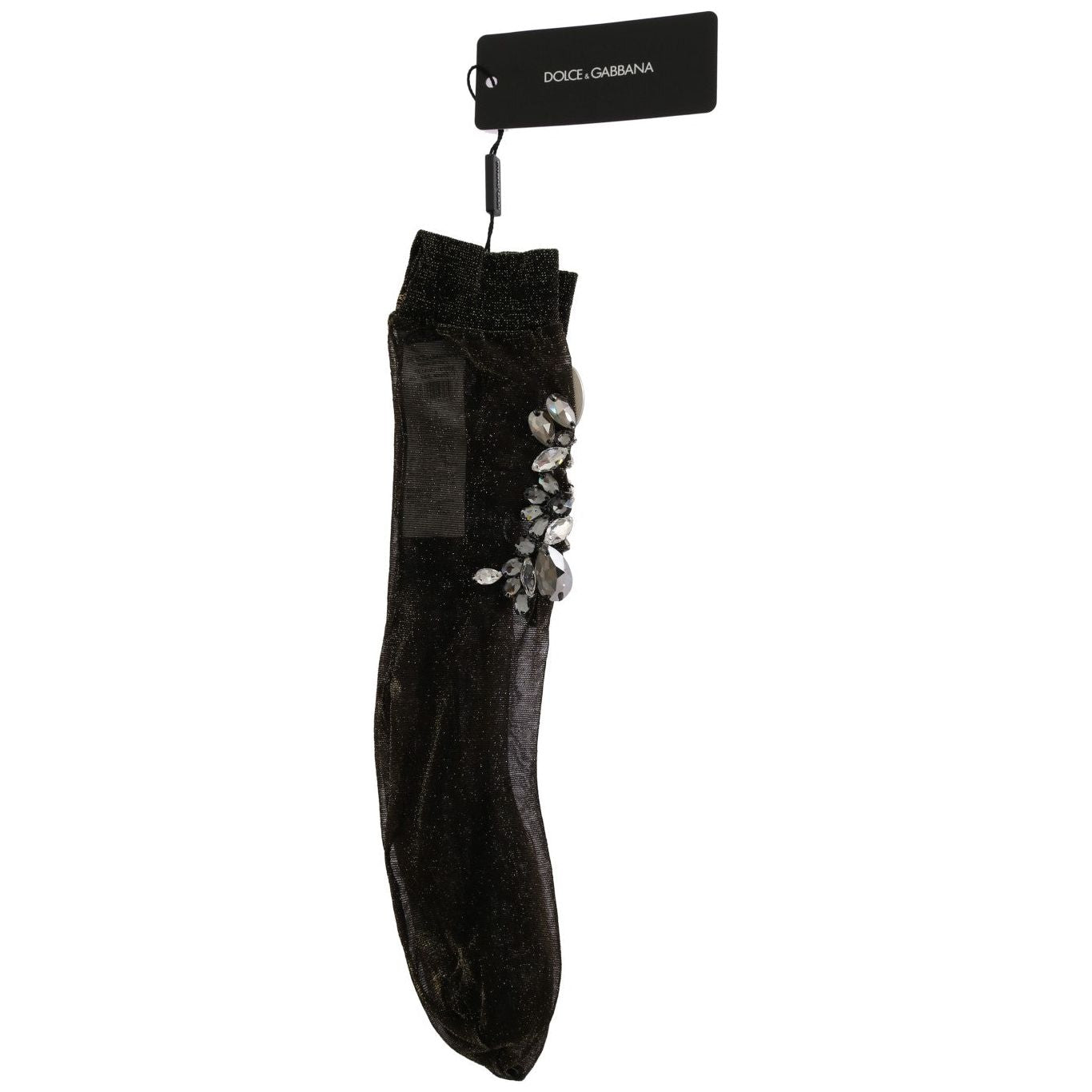 Dolce & Gabbana Crystal-Embellished Black Mid-Calf Stockings Dolce & Gabbana Black