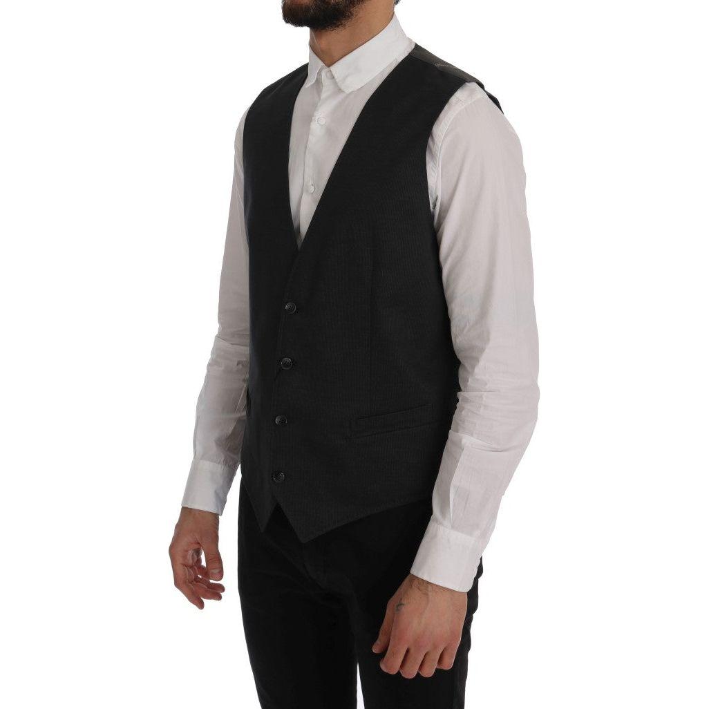 Dolce & Gabbana Elegant Gray Waistcoat Vest Dolce & Gabbana Black