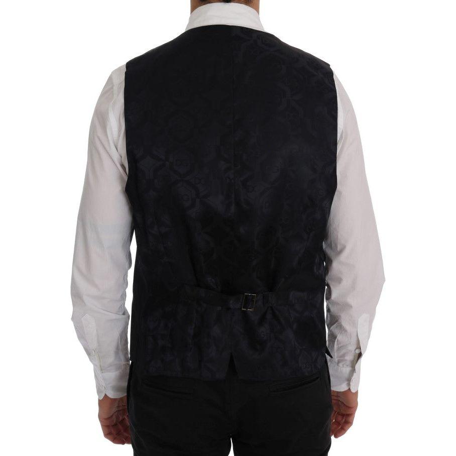 Dolce & Gabbana Elegant Gray Striped Wool Blend Vest Dolce & Gabbana Gray