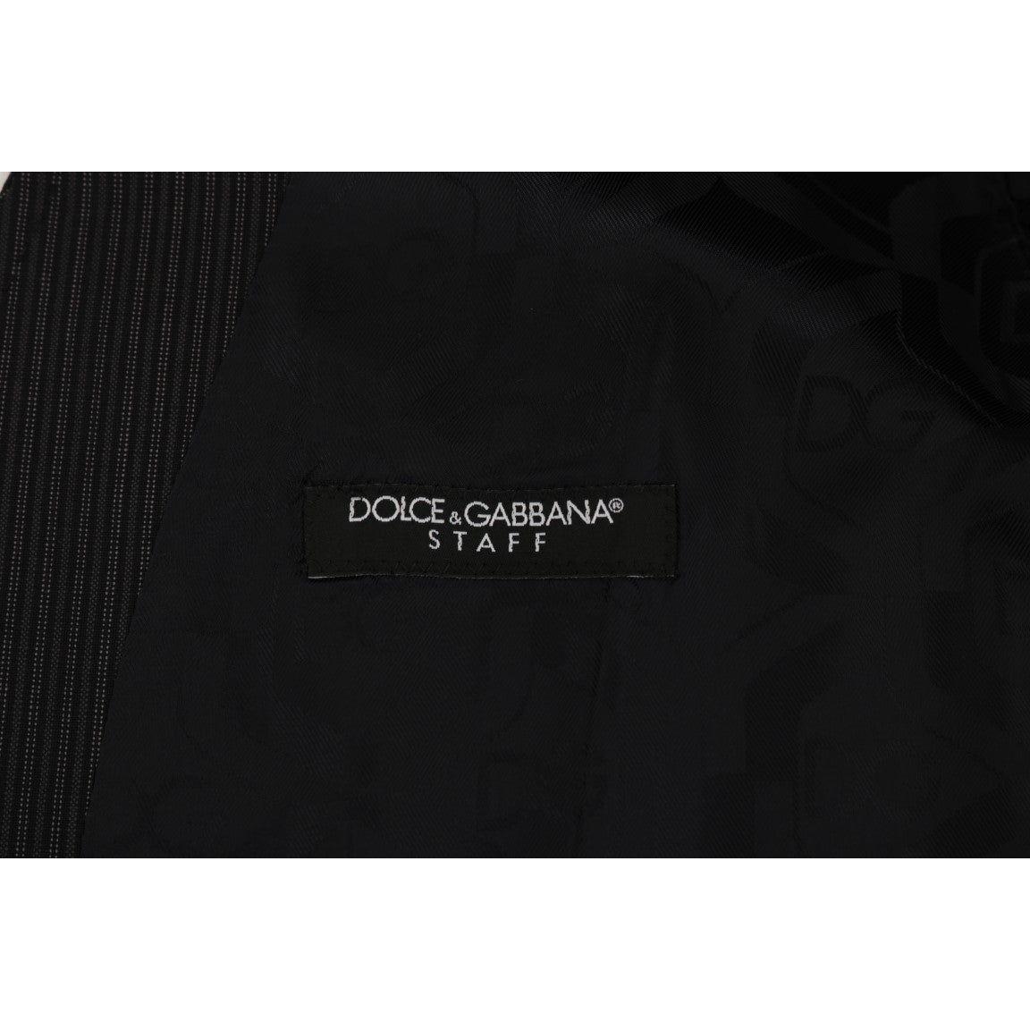 Dolce & Gabbana Elegant Gray Striped Wool Blend Vest Dolce & Gabbana Black