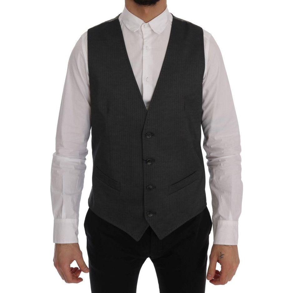 Dolce & Gabbana Sleek Gray Single-Breasted Waistcoat Vest Dolce & Gabbana Dark Slate Gray