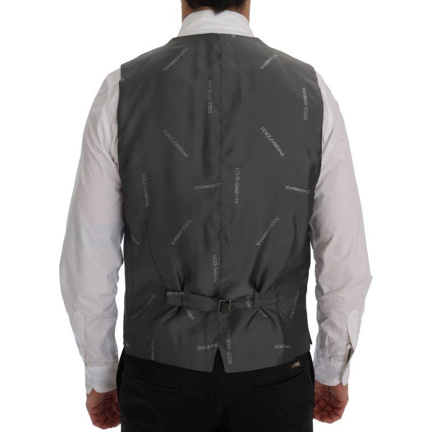 Dolce & Gabbana Sleek Gray Single-Breasted Waistcoat Vest Dolce & Gabbana Dark Slate Gray