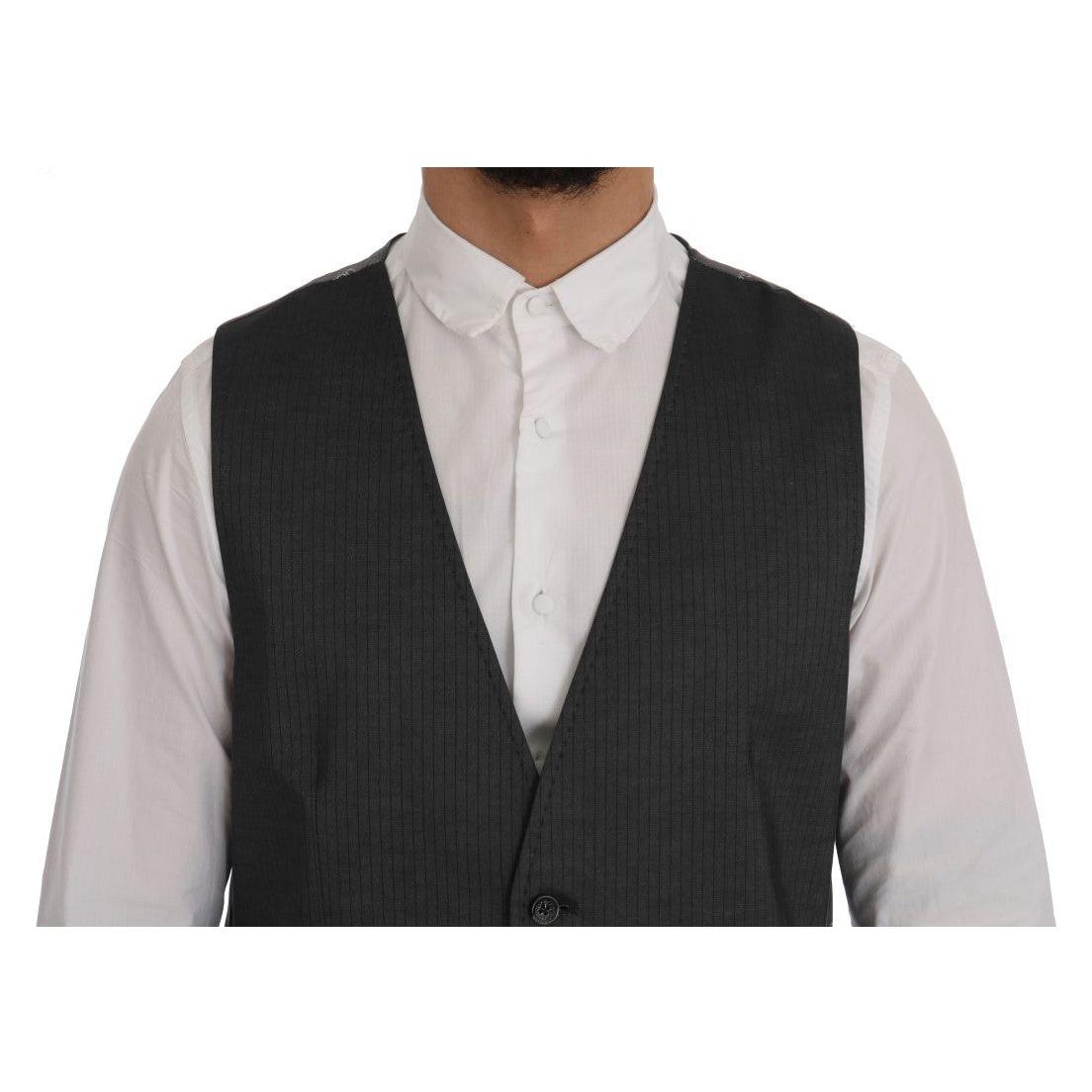 Dolce & Gabbana Sleek Gray Single-Breasted Waistcoat Vest Dolce & Gabbana Dark Slate Gray