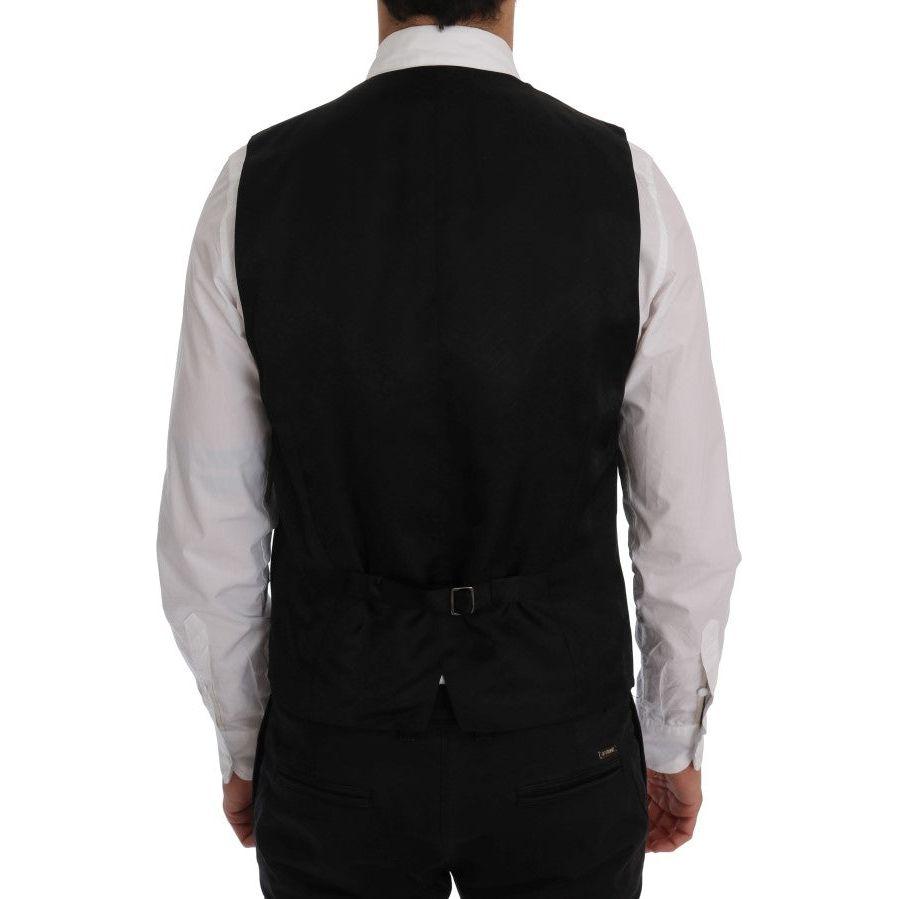 Dolce & Gabbana Elegant Striped Wool Blend Vest Waistcoat Dolce & Gabbana Gray
