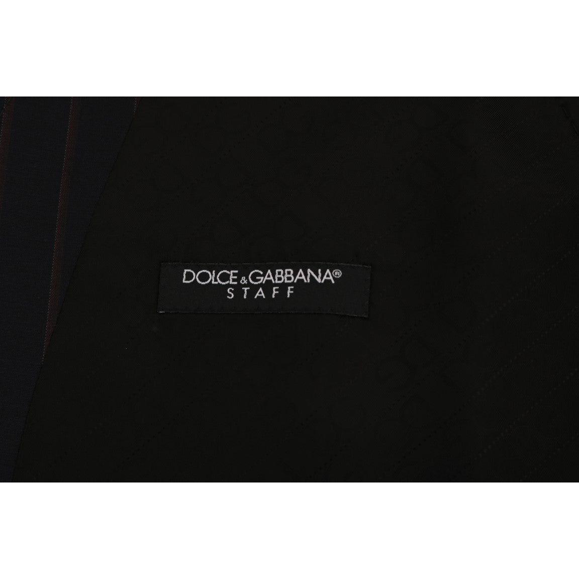 Dolce & Gabbana Elegant Striped Wool Blend Vest Waistcoat Dolce & Gabbana Black